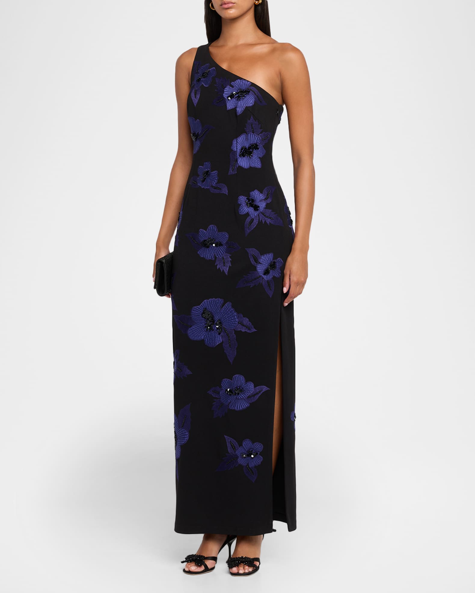 トップス aidan love Aidan Mattox One-Shoulder Beaded Applique Column Gown