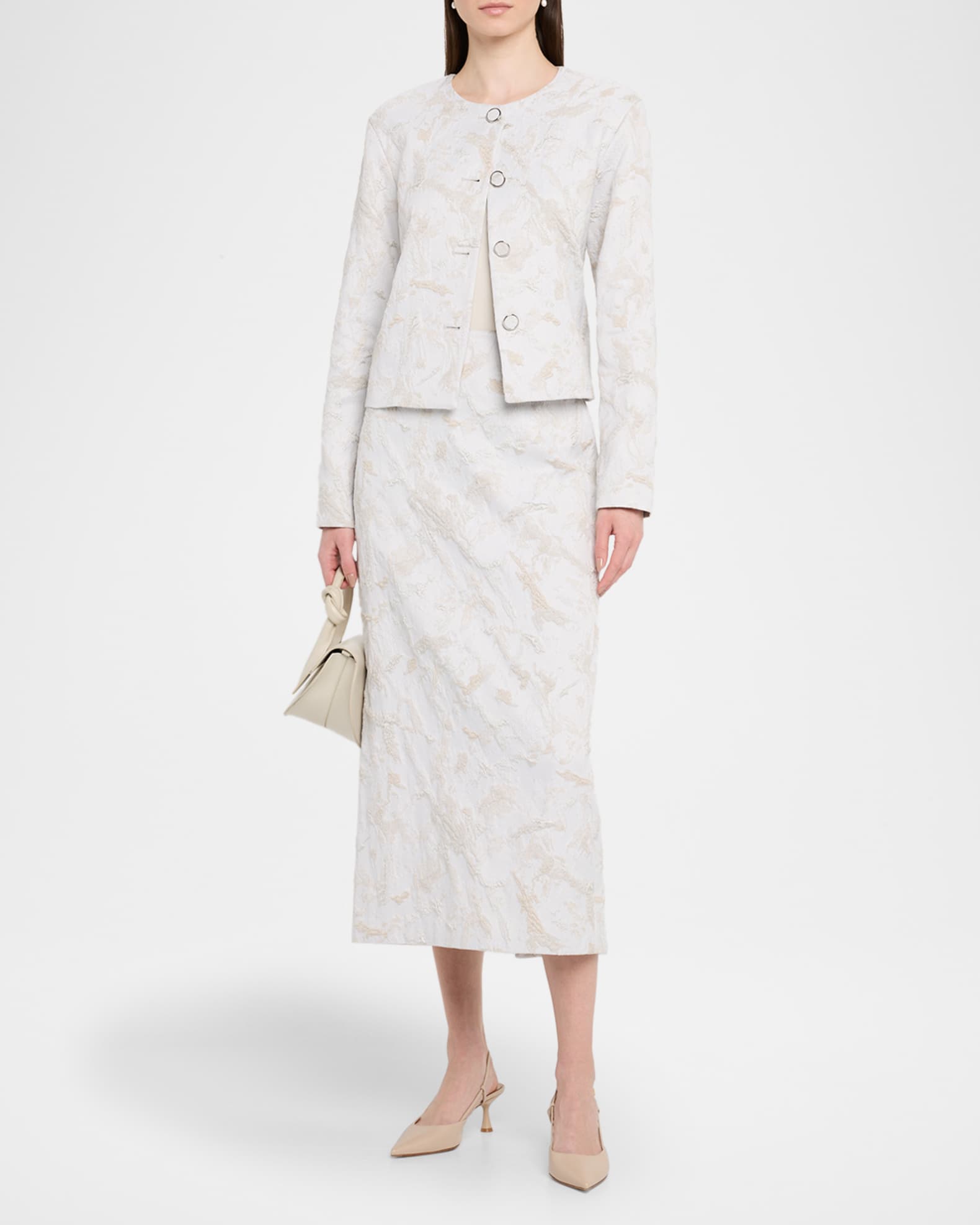 Lafayette 148 New York Straight Jacquard Midi Skirt | Neiman