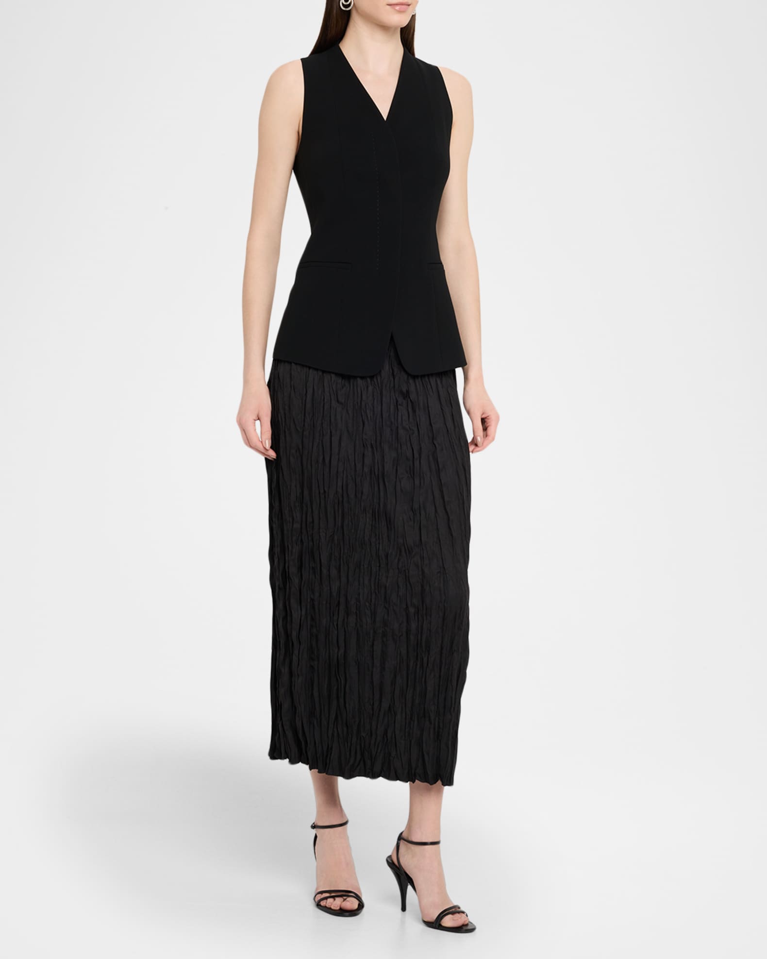 Crinkled Straight Midi Skirt 1