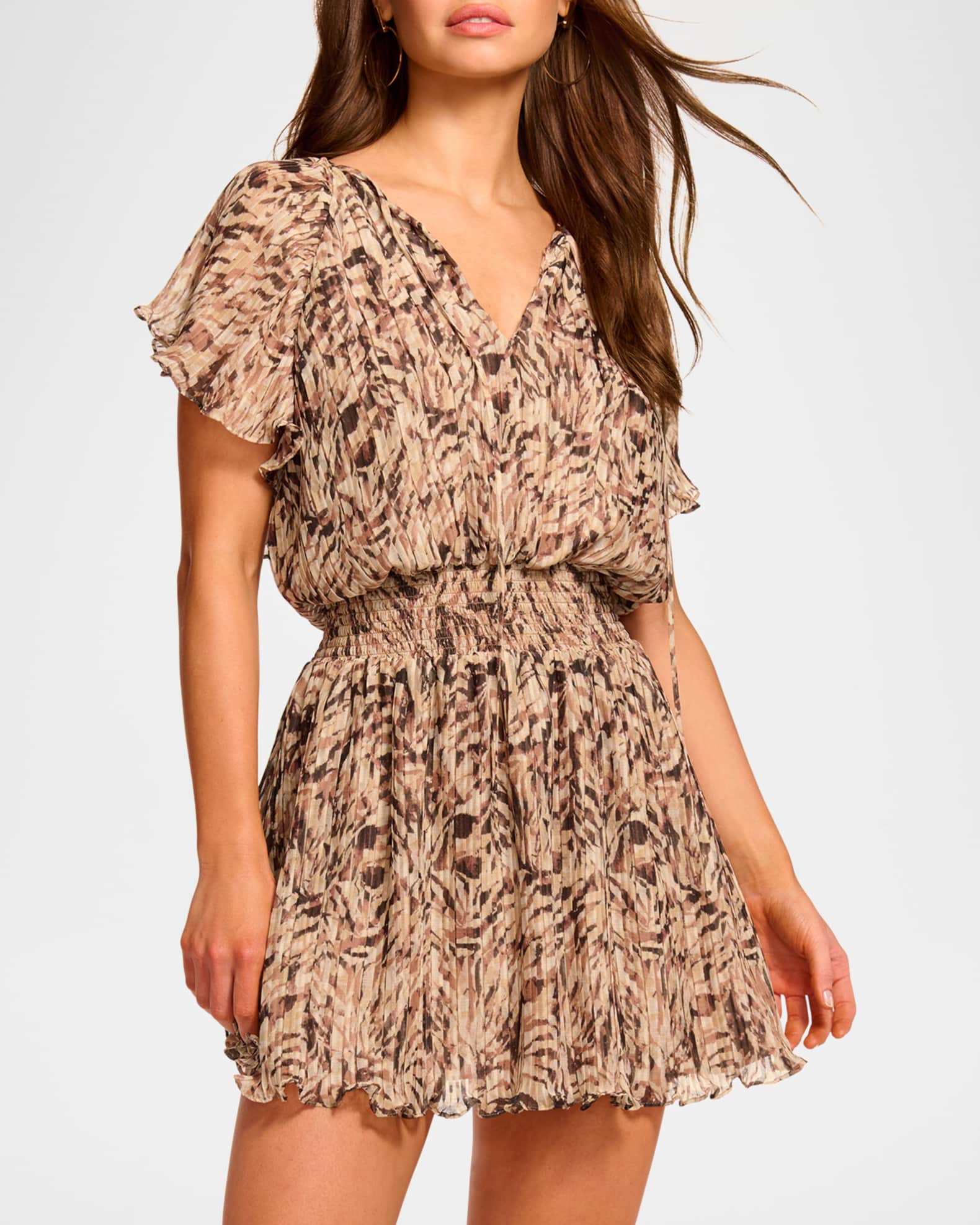 princess polly baby blue dress Plus Faux Suede Short Sleeve Pleated Mini Dress main image 0