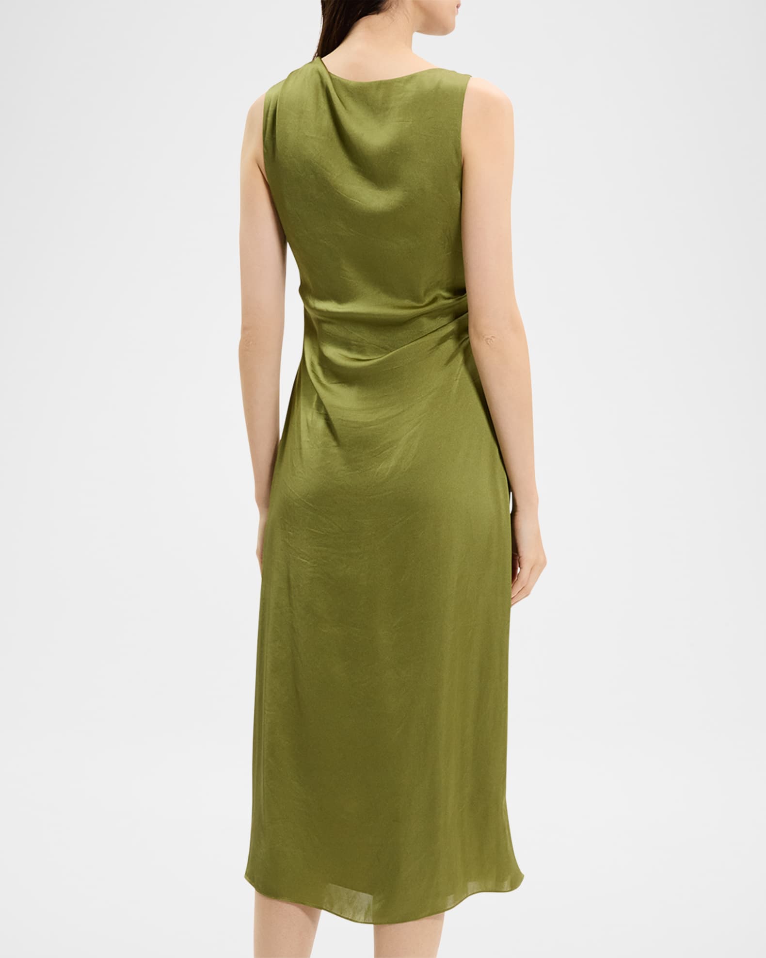 theory 21ss ドレス　Twill Combo Rib Drape DR Theory Fitted Drape Midi Dress | Neiman Marcus