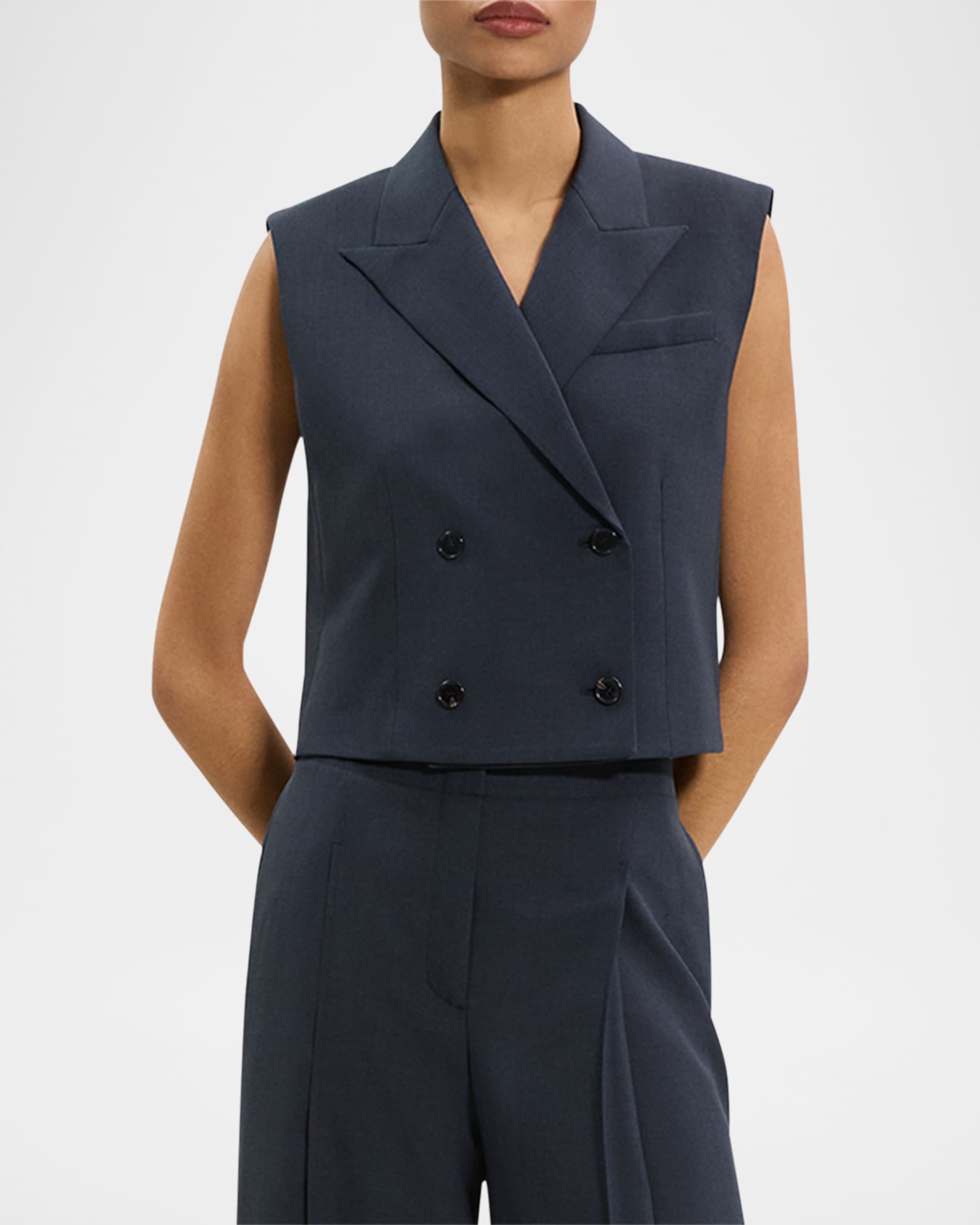 Theory Boxy Double-Breasted Vest | Neiman Marcus