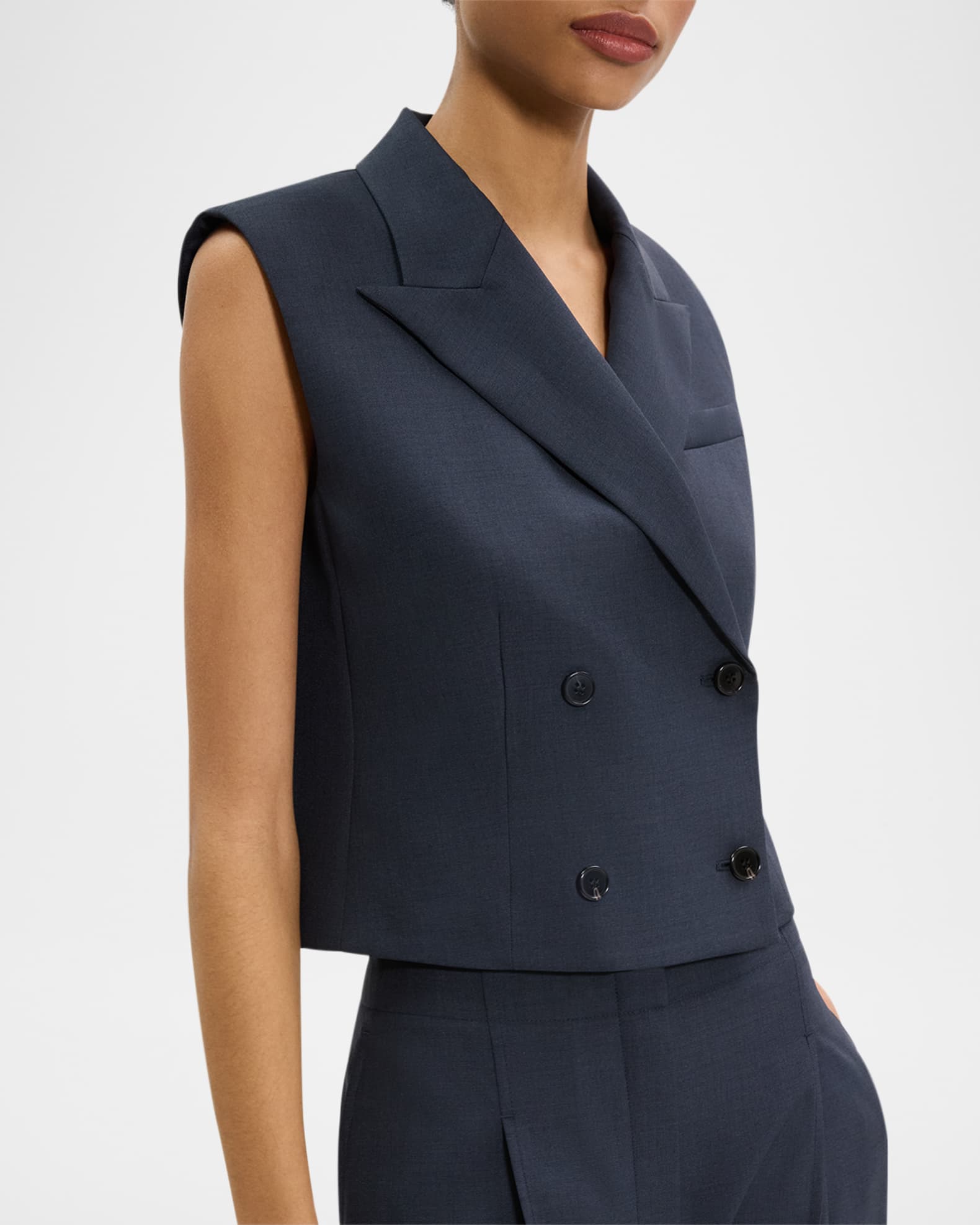 Theory Boxy Double-Breasted Vest | Neiman Marcus