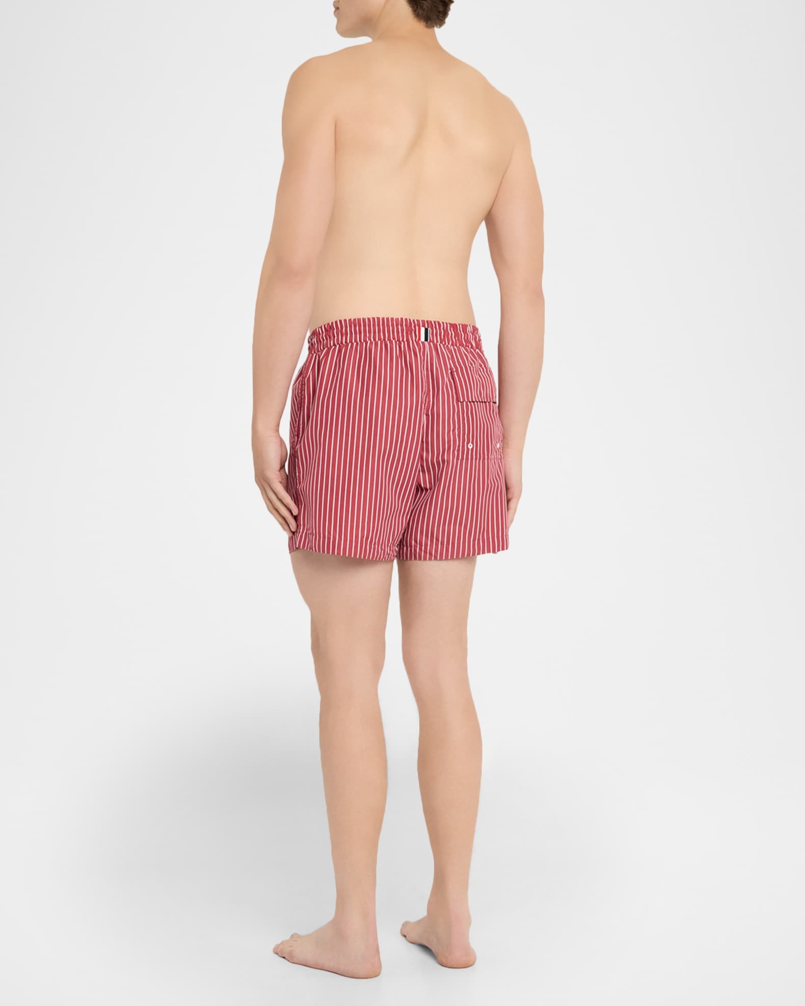 Thom Browne Men's Nylon Pinstripe Swim Trunks | Neiman Marcus