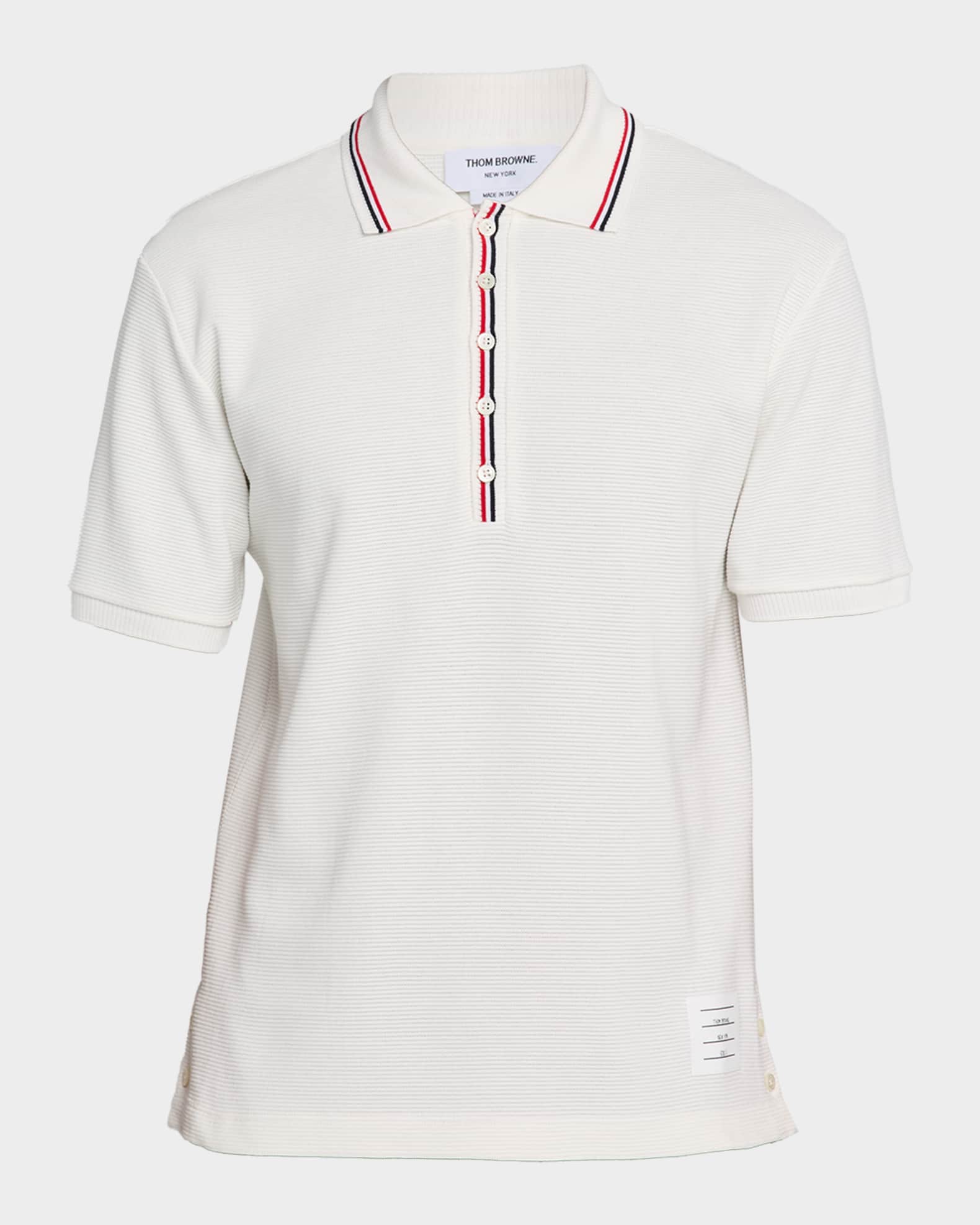 Men's Grosgrain-Trim Waffle Knit Polo Shirt 0