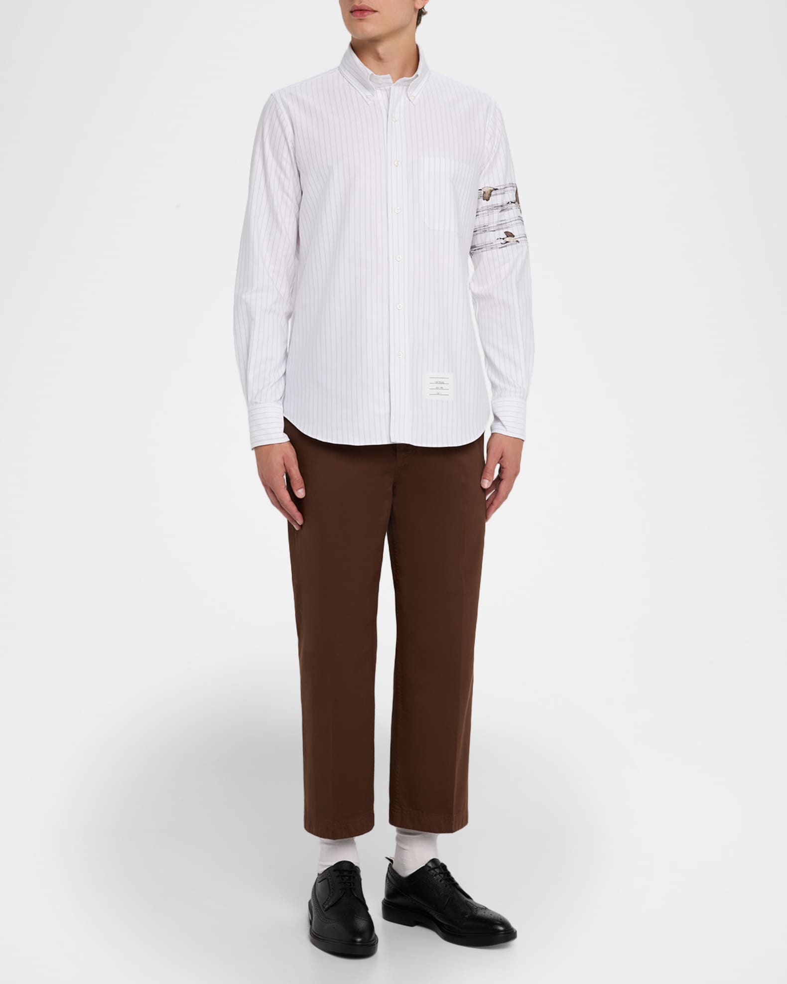 r*8様 THOM BROWNE x Neiman Marcus Thom Browne Men's 4-Bar Striped Sport Shirt | Neiman Marcus