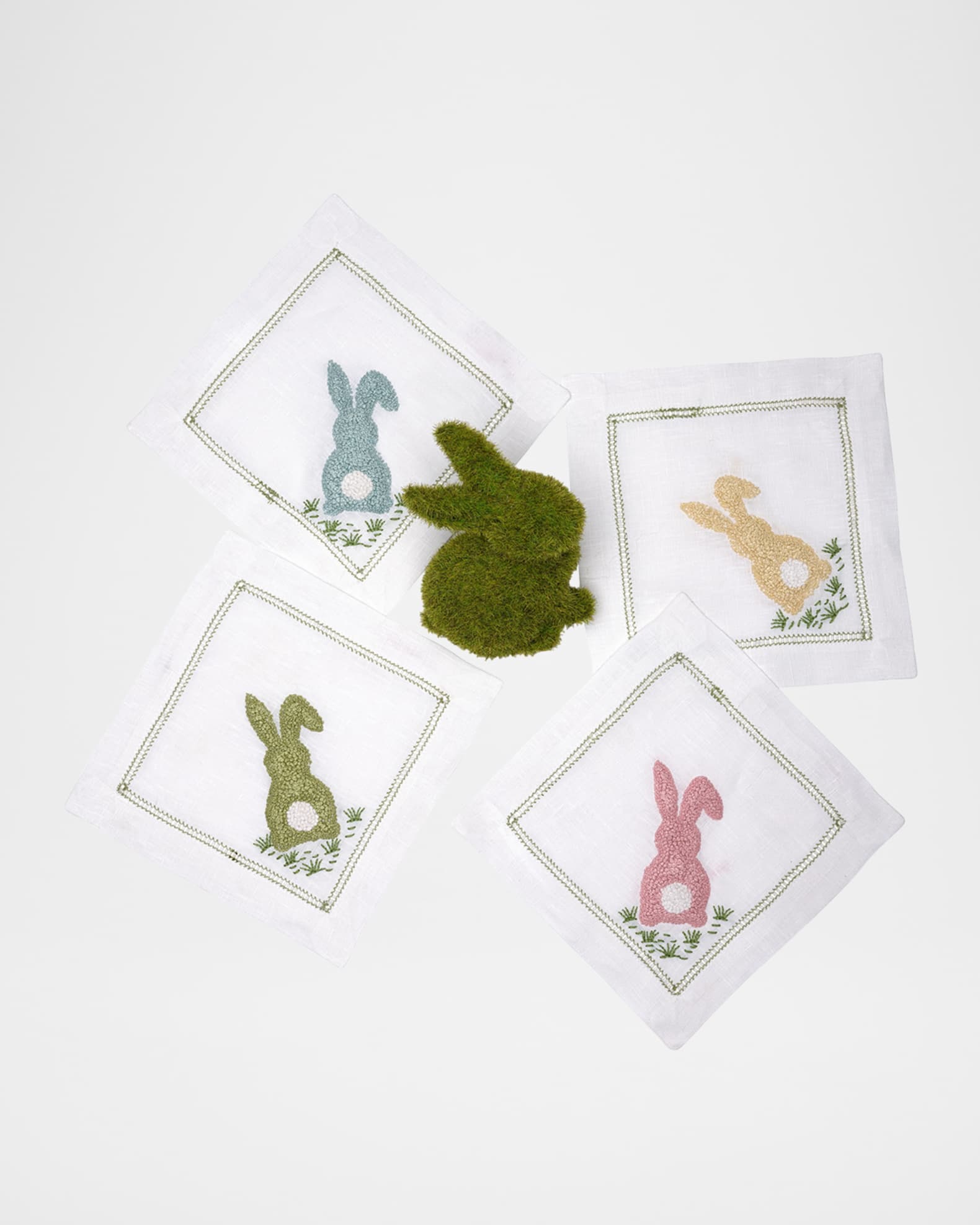Cottontail Embroidered Cocktail Napkins, Set of 4 0