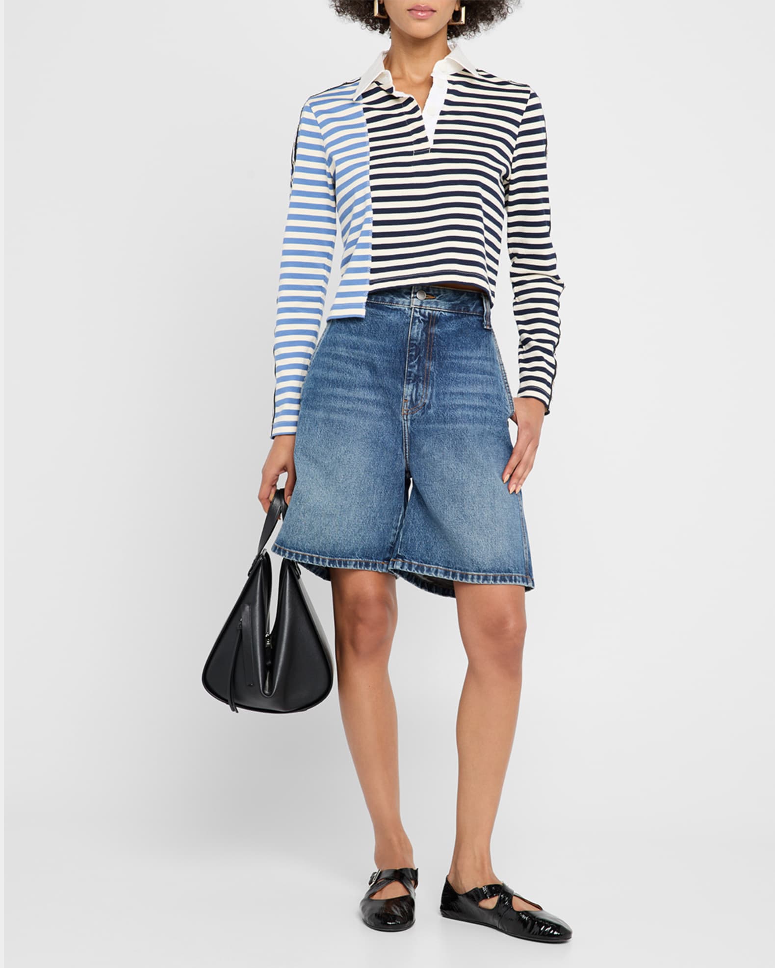 3.1 Phillip Lim Long-Sleeve Patchwork Polo Shirt | Neiman Marcus