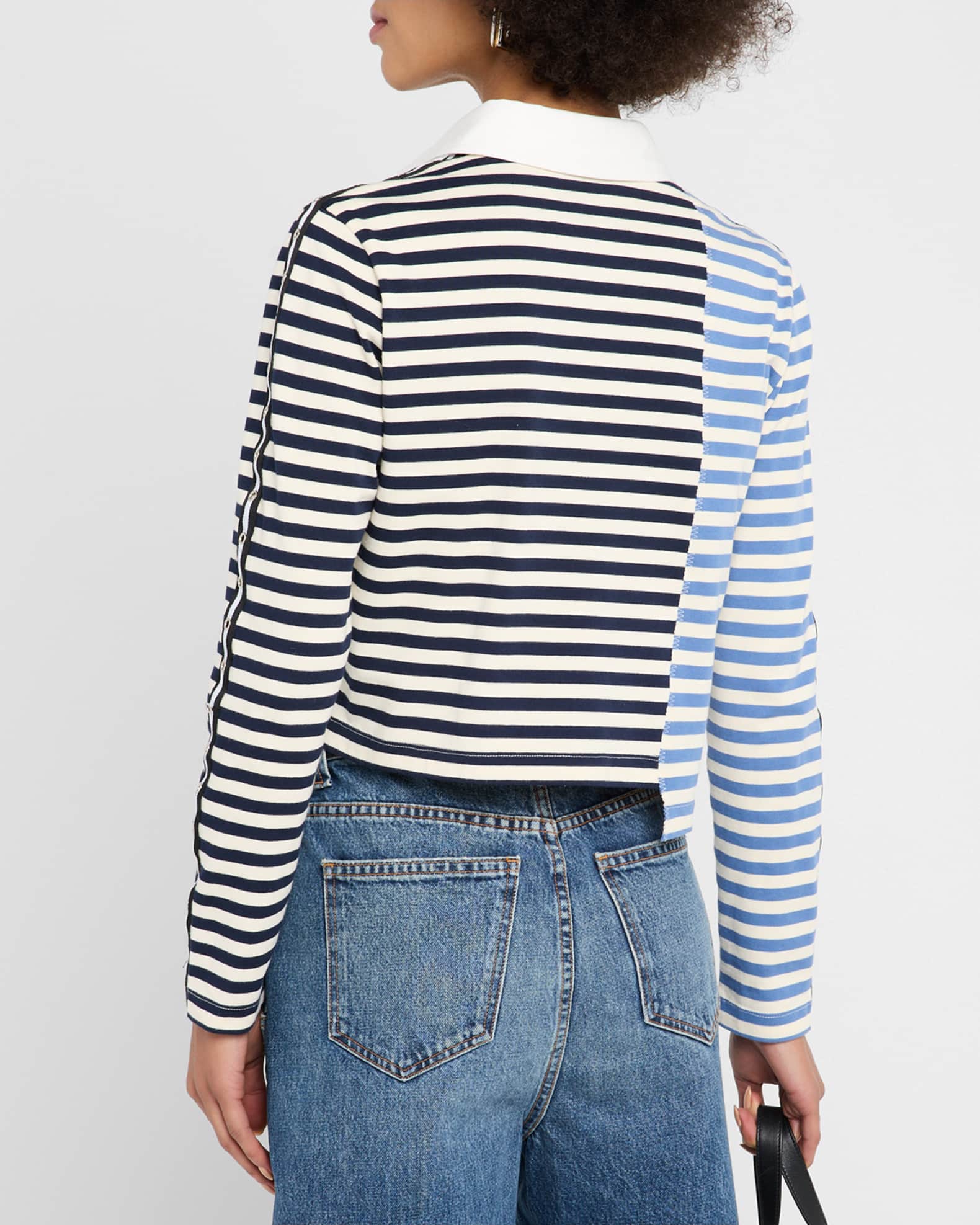 3.1 Phillip Lim Long-Sleeve Patchwork Polo Shirt | Neiman Marcus