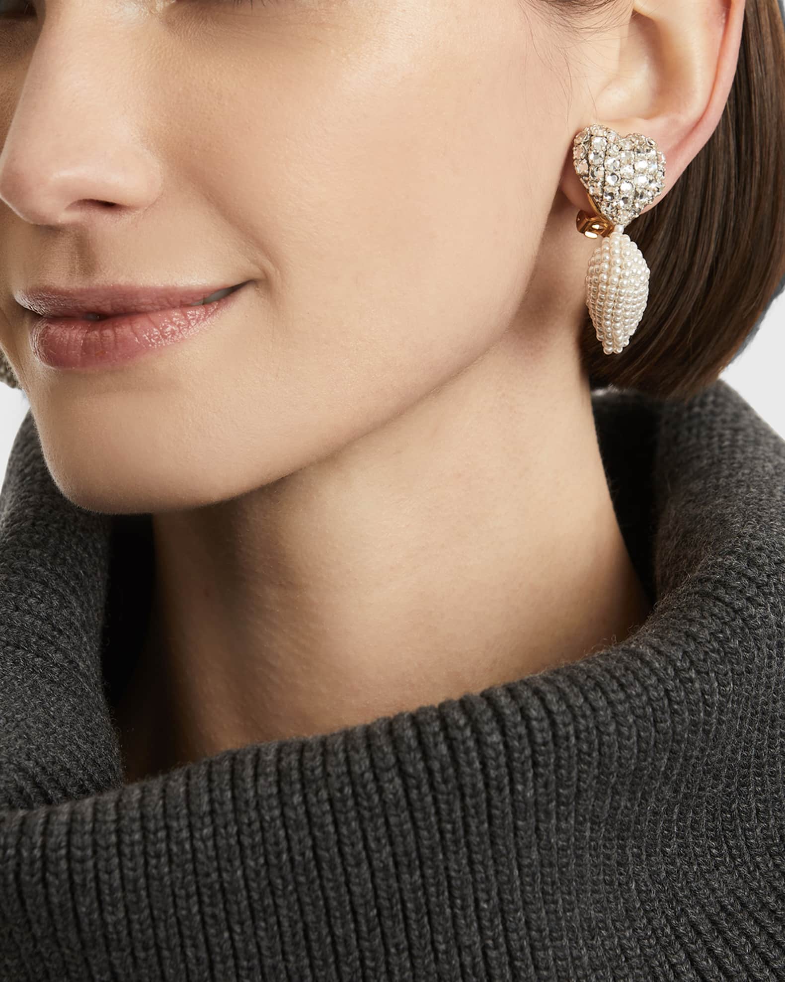 Beaded Crystal Heart Earrings 1