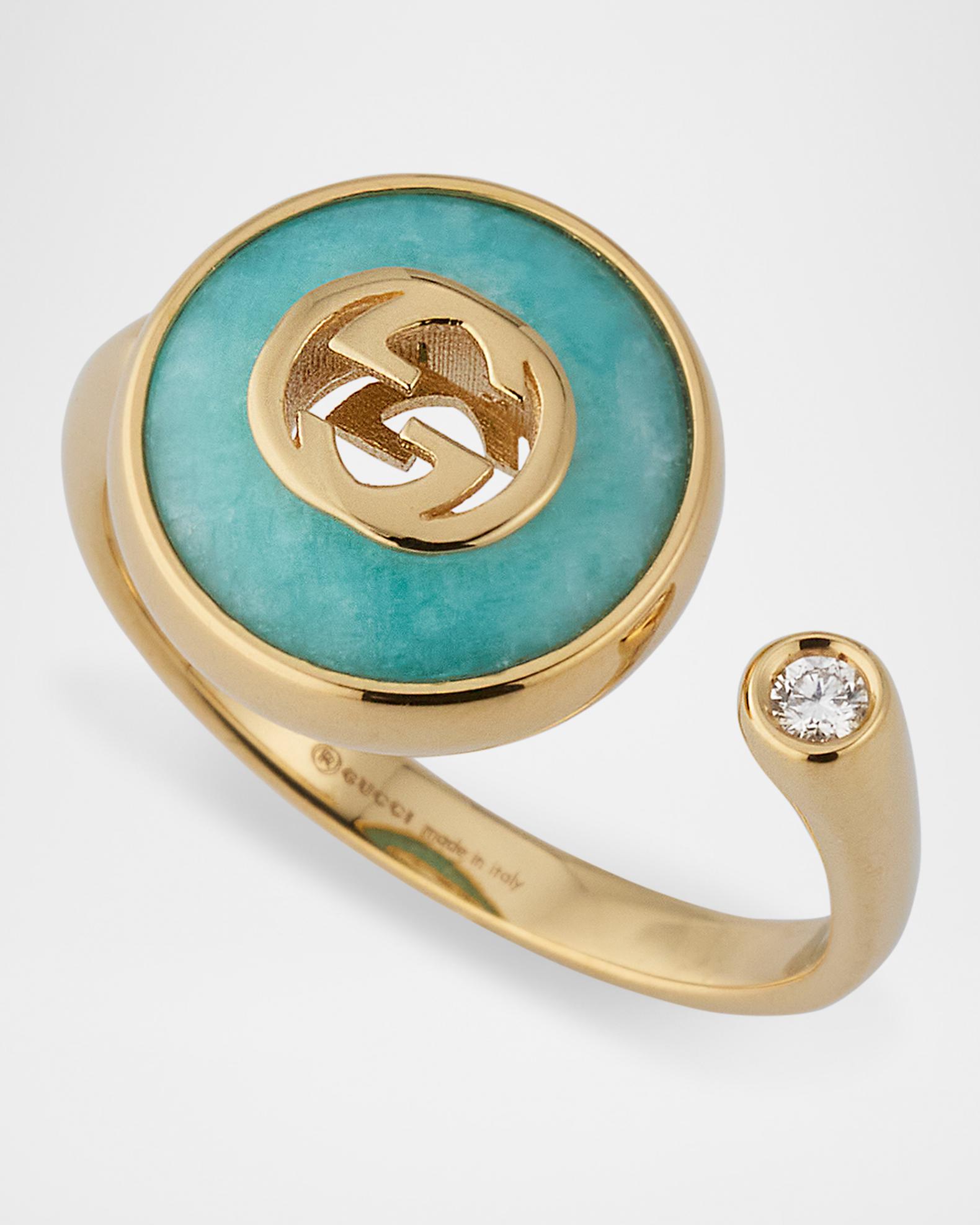 Gucci Gucci Interlocking 18K Yellow Gold Ring with Diamond and