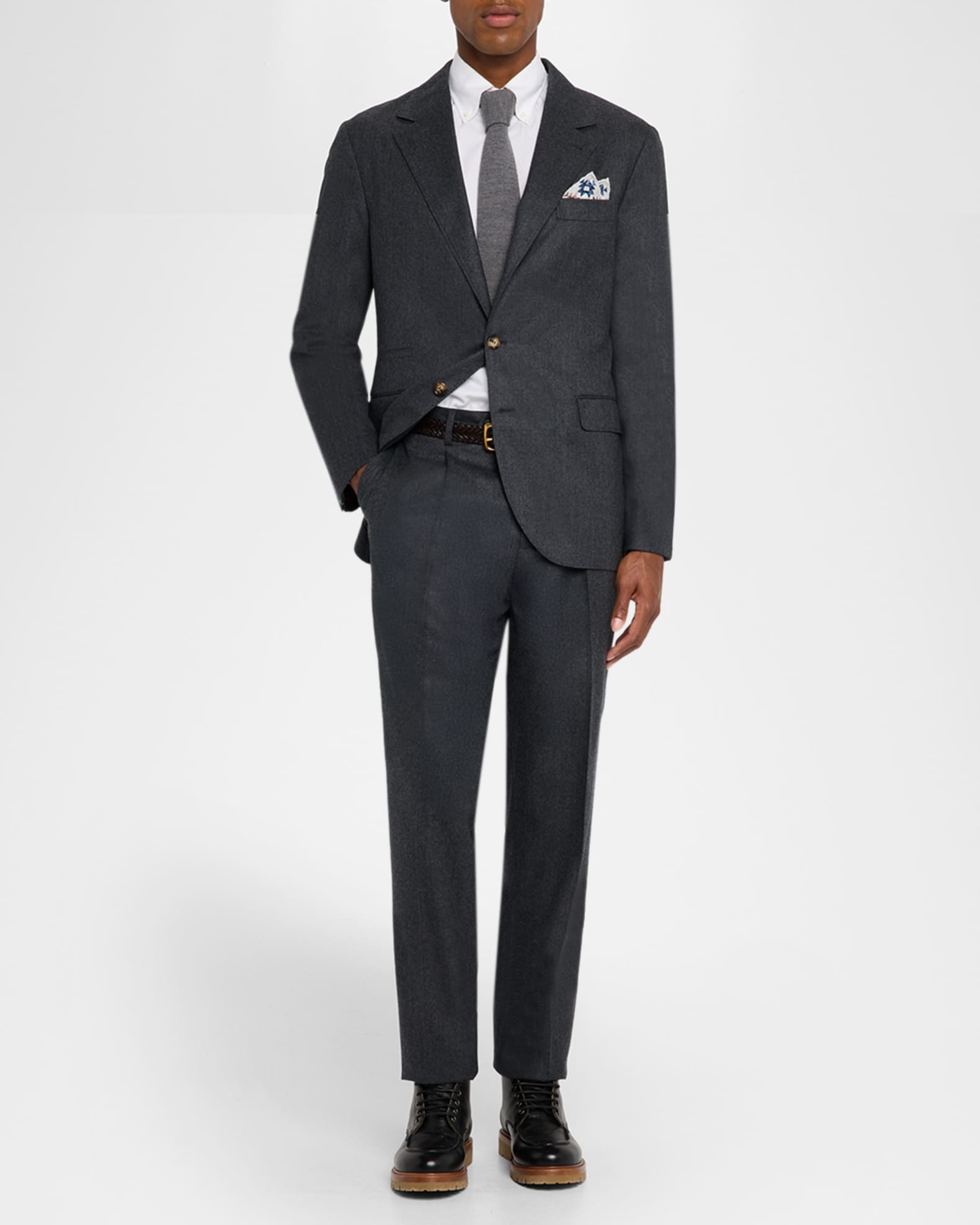 Brunello Cucinelli Men's Wool Flannel Two-Piece Suit | Neiman Marcus