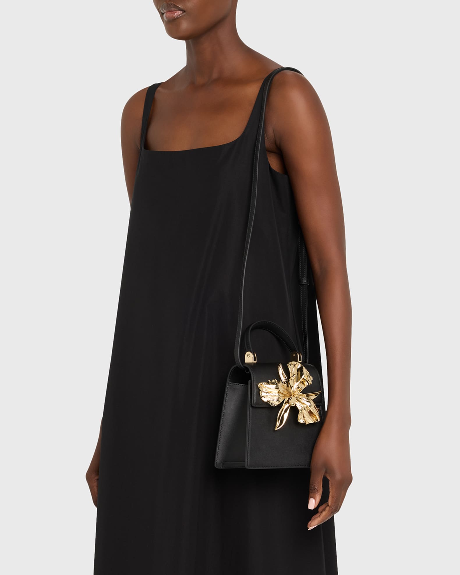 Cult Gaia Emilia Flower-Embellished Leather Top-Handle Bag