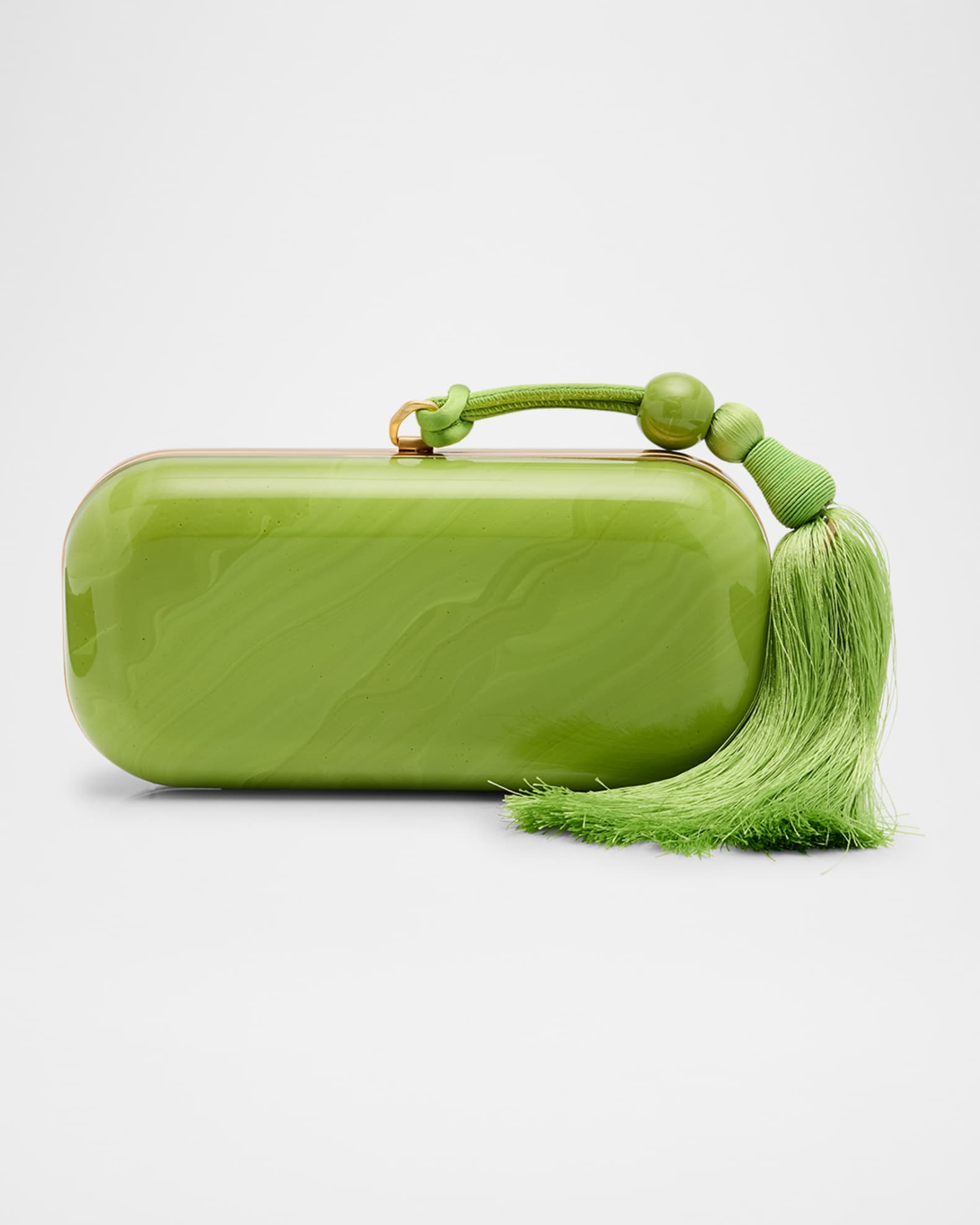Yasmin Tasseled Acrylic Clutch Bag 0