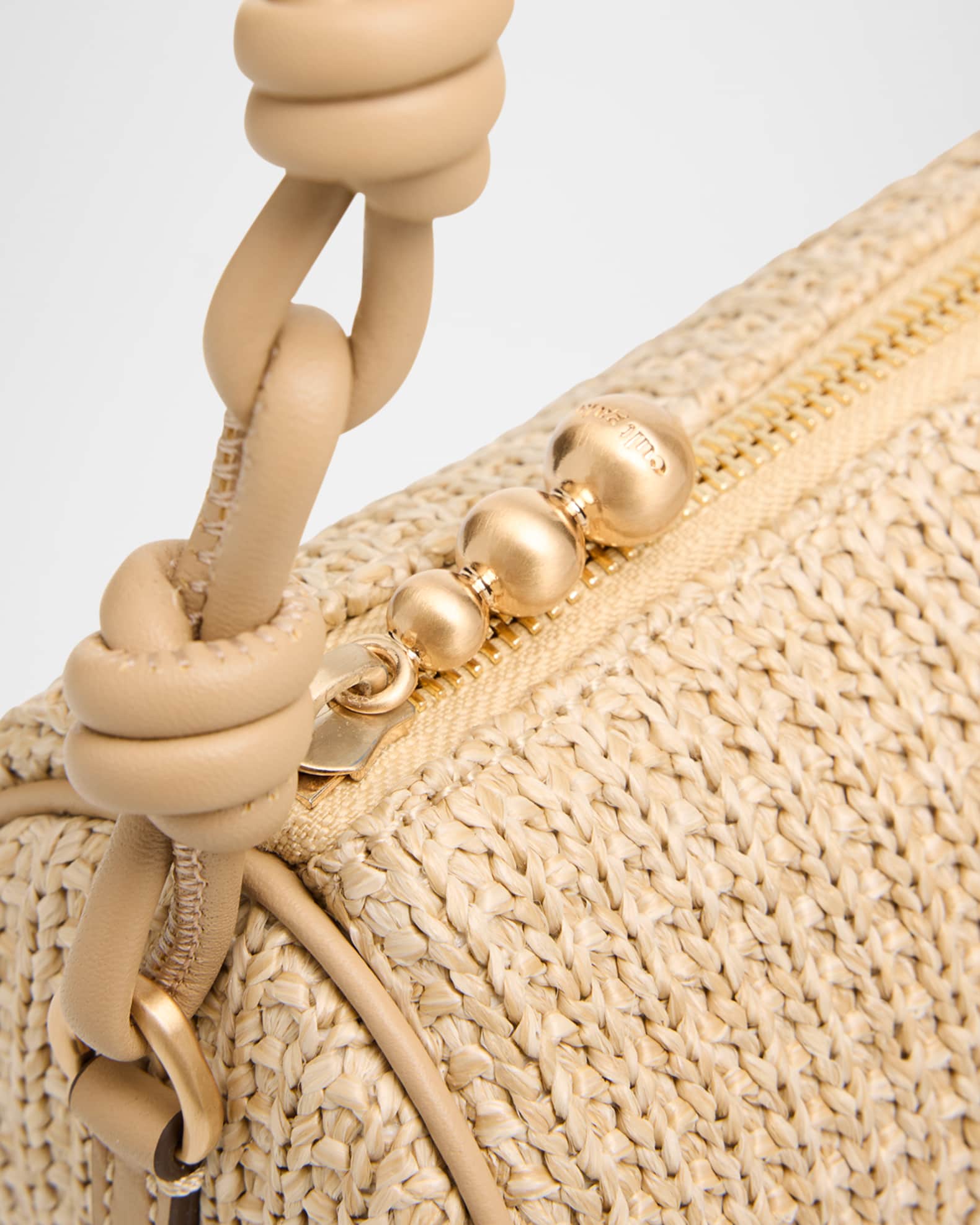 Cult Gaia Zozina Stone-Embellished Raffia Shoulder Bag
