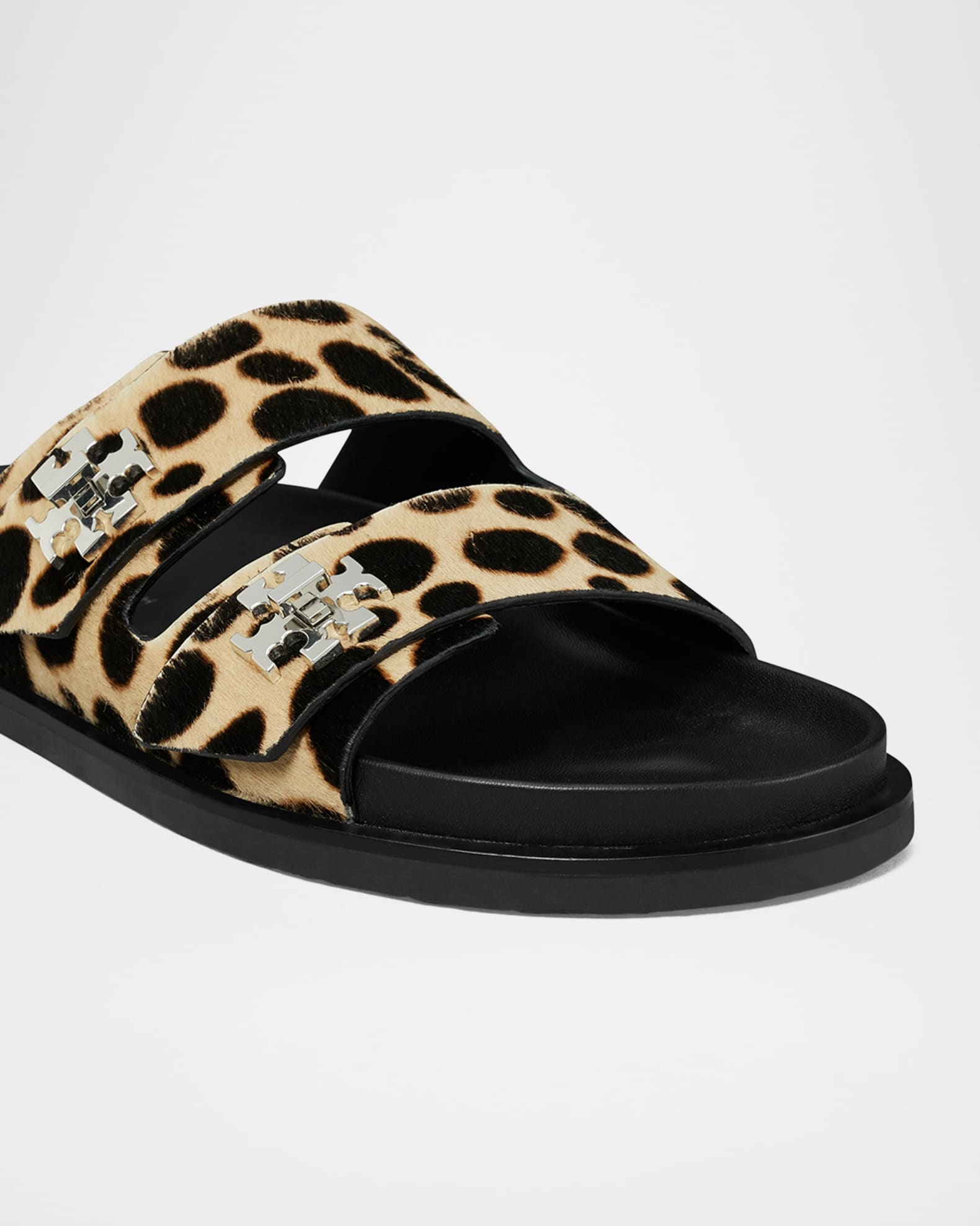 Tory Burch Turnlock Calf Hair Sport Slides | Neiman Marcus