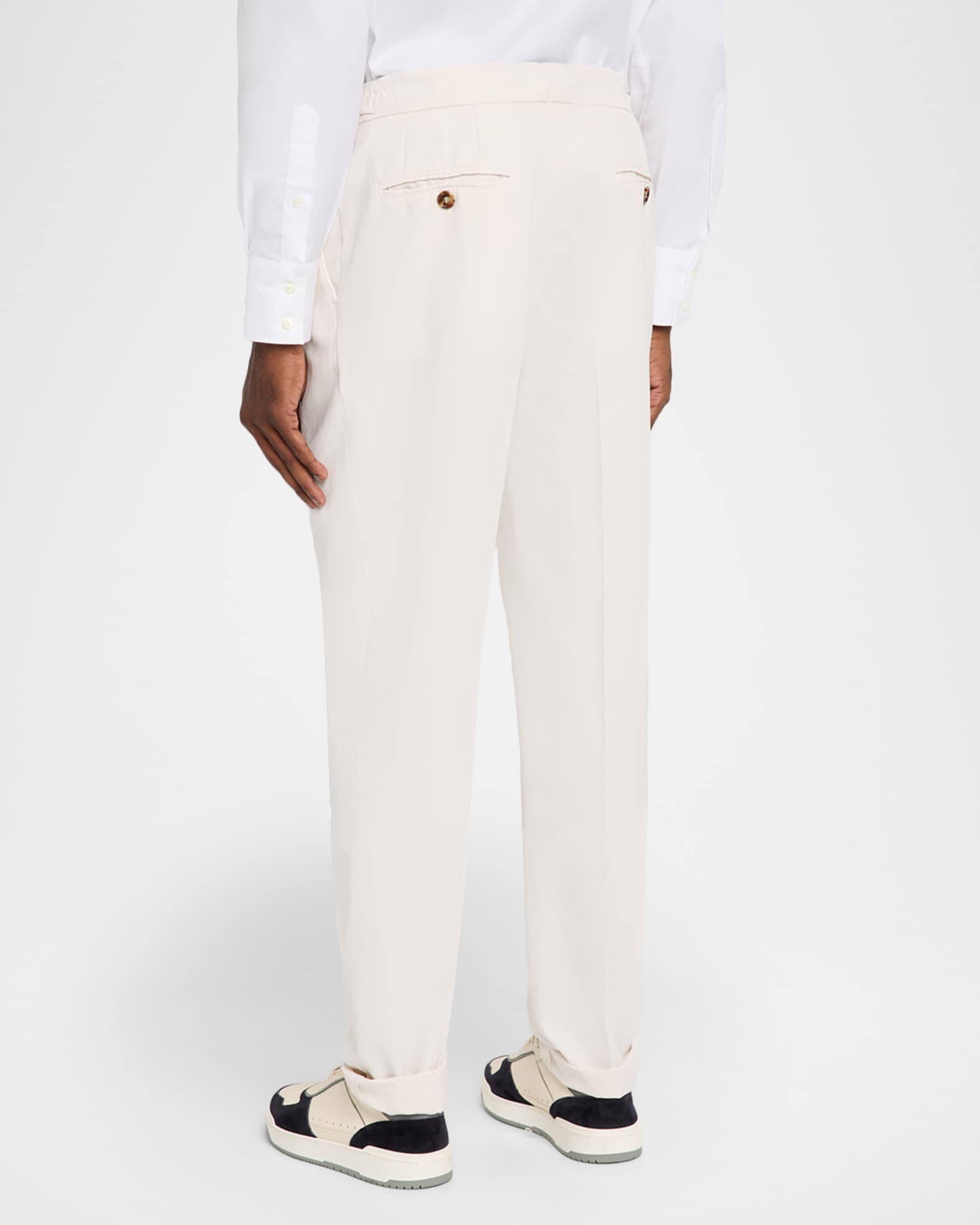 Brunello Cucinelli Men's Waistband Tab Double-Pleated Pants
