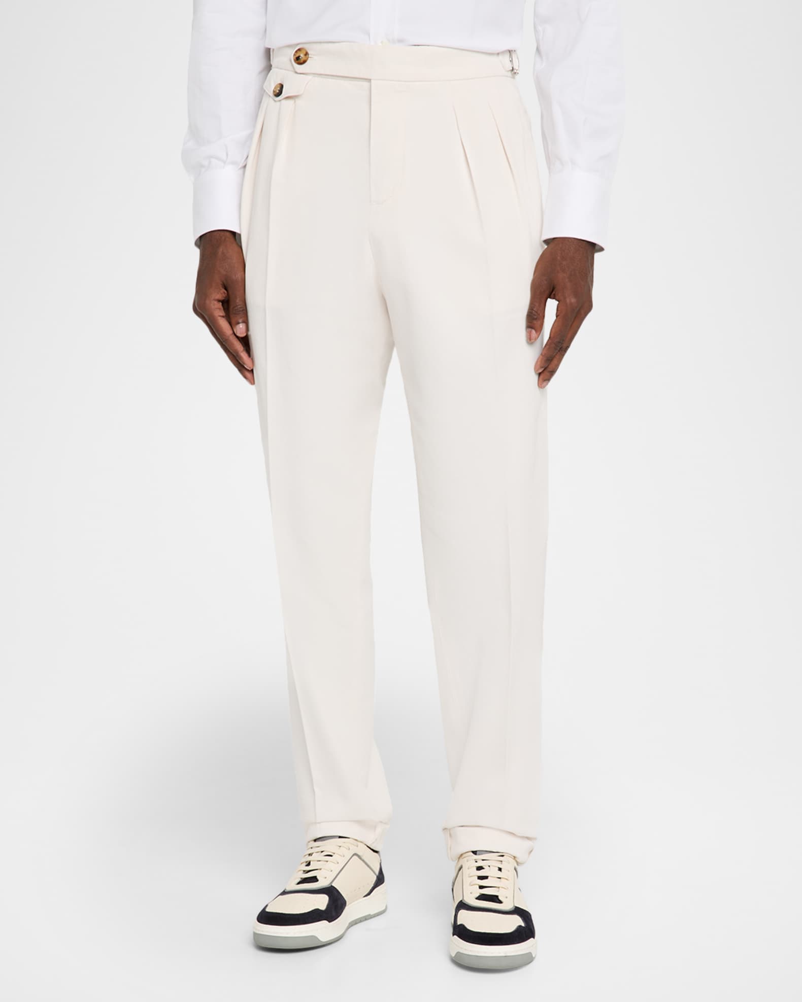 【関税込み】BRUNELLO CUCINELLI DOUBLE PENCE PANTS Brunello Cucinelli White Double Pence Pants for Men Online