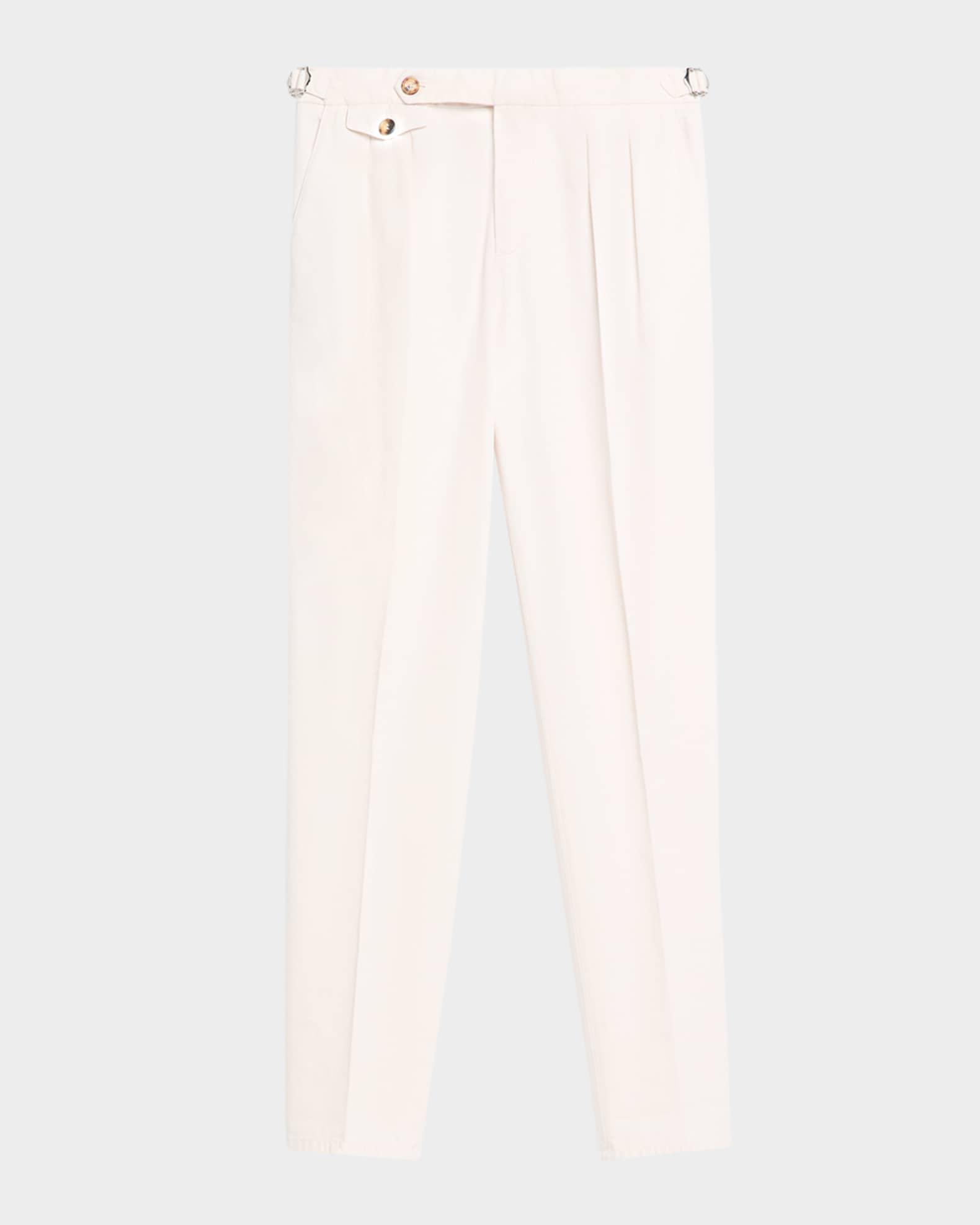 Brunello Cucinelli Men's Waistband Tab Double-Pleated Pants