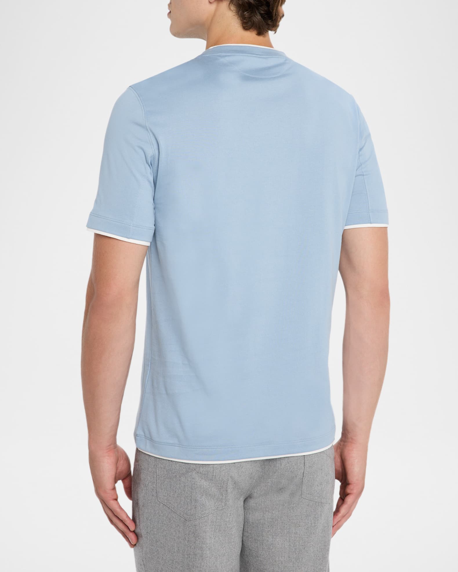 Tシャツ・カットソー BRUNELLO CUCINELLI Men T-shirt Blue 1 MD8217427 CW893 Jersey T-shirt with logo for Man in Blue | Brunello Cucinelli