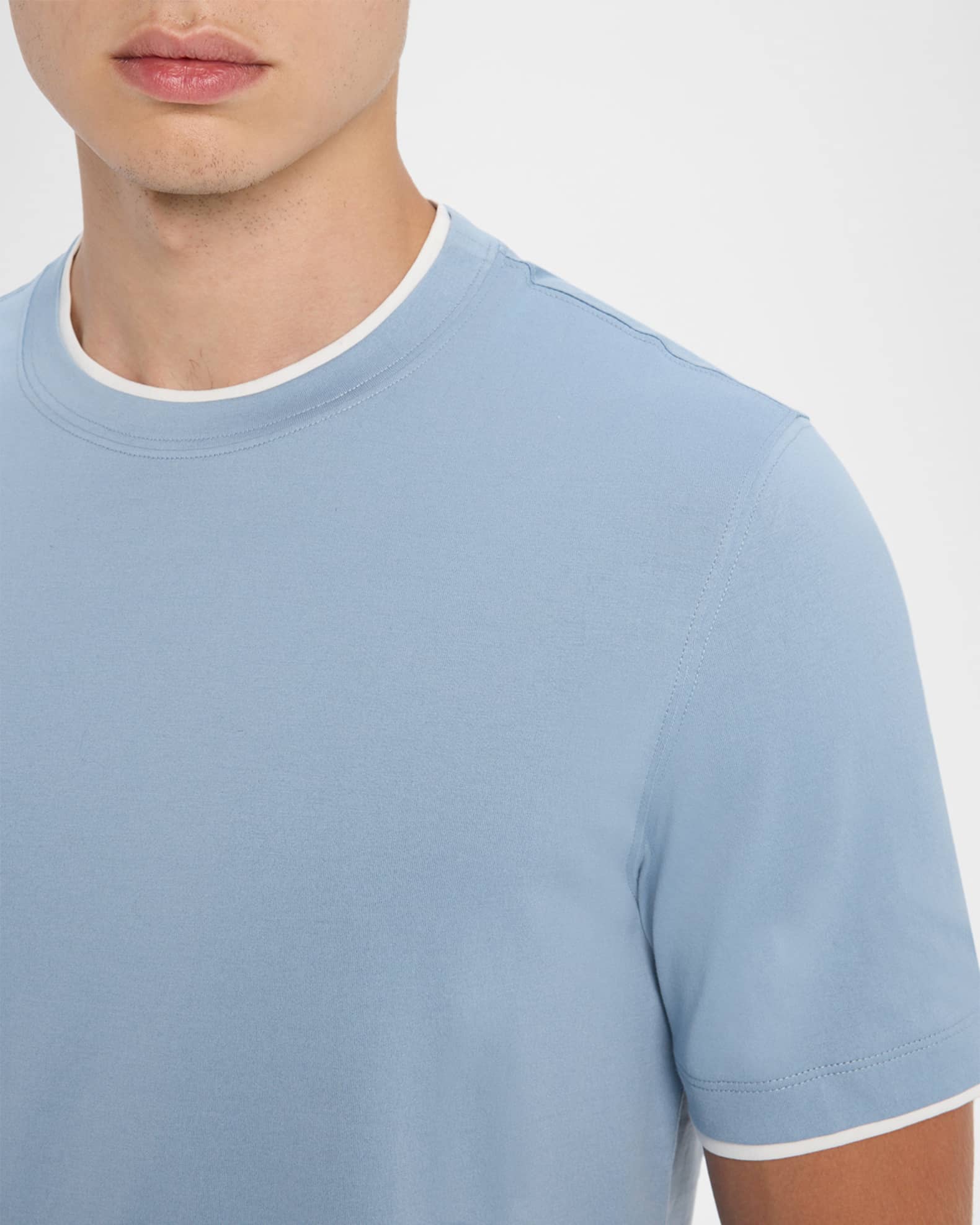 Tシャツ・カットソー BRUNELLO CUCINELLI Men T Shirts M29800145 CAS12 Blue Jersey T-shirt with logo for Man in Blue | Brunello Cucinelli