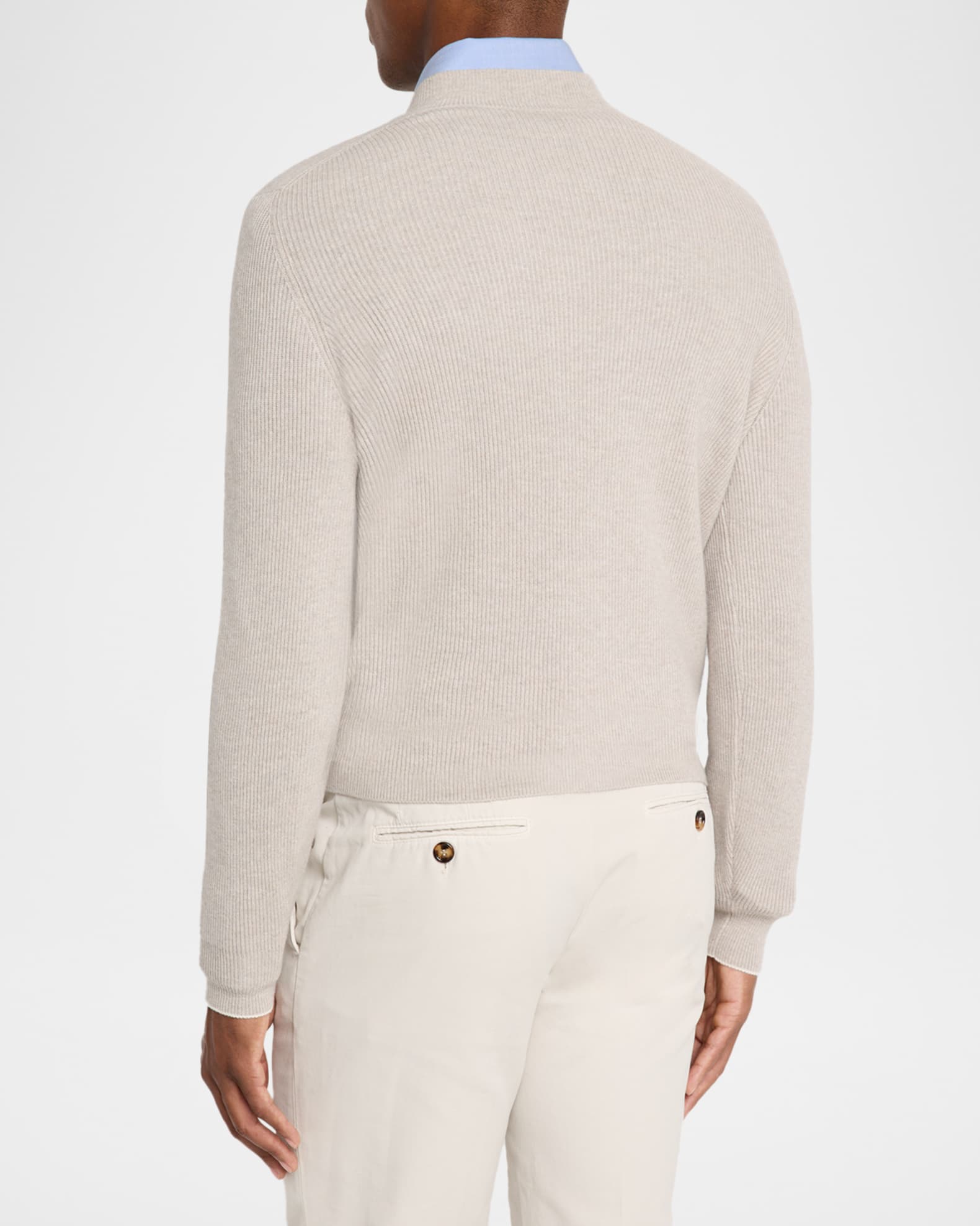 Brunello Cucinelli Men's V-Neck Cashmere Rib Sweater | Neiman Marcus