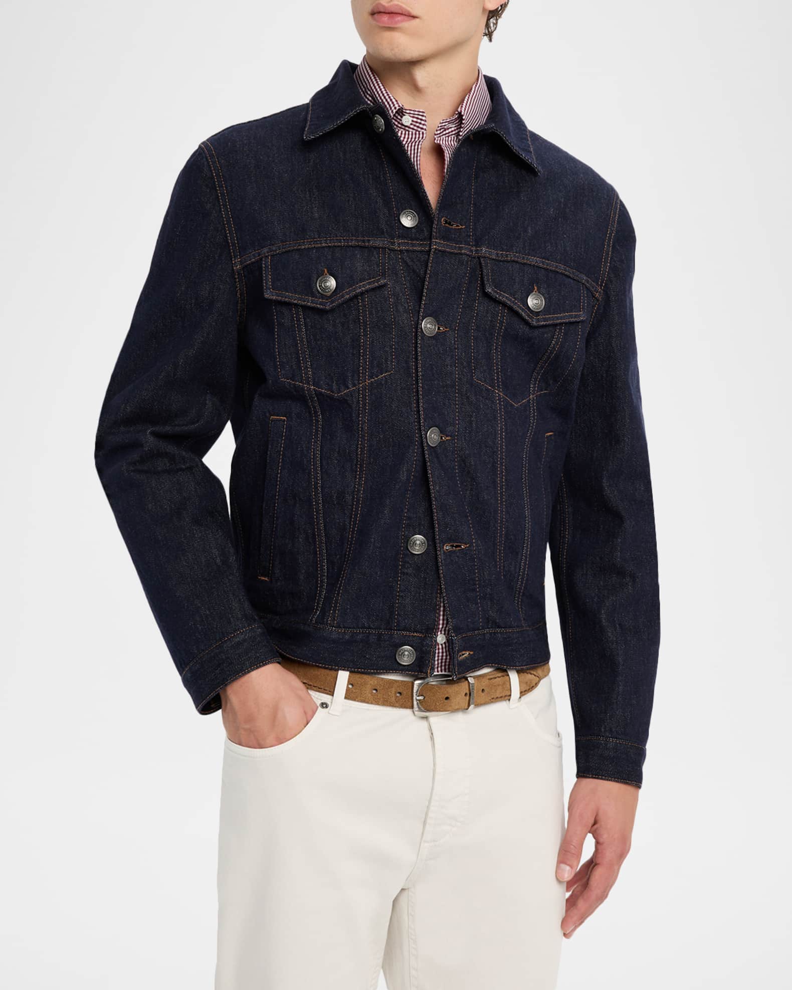 Brunello Cucinelli Men's Italian Selvedge Denim Jacket | Neiman Marcus