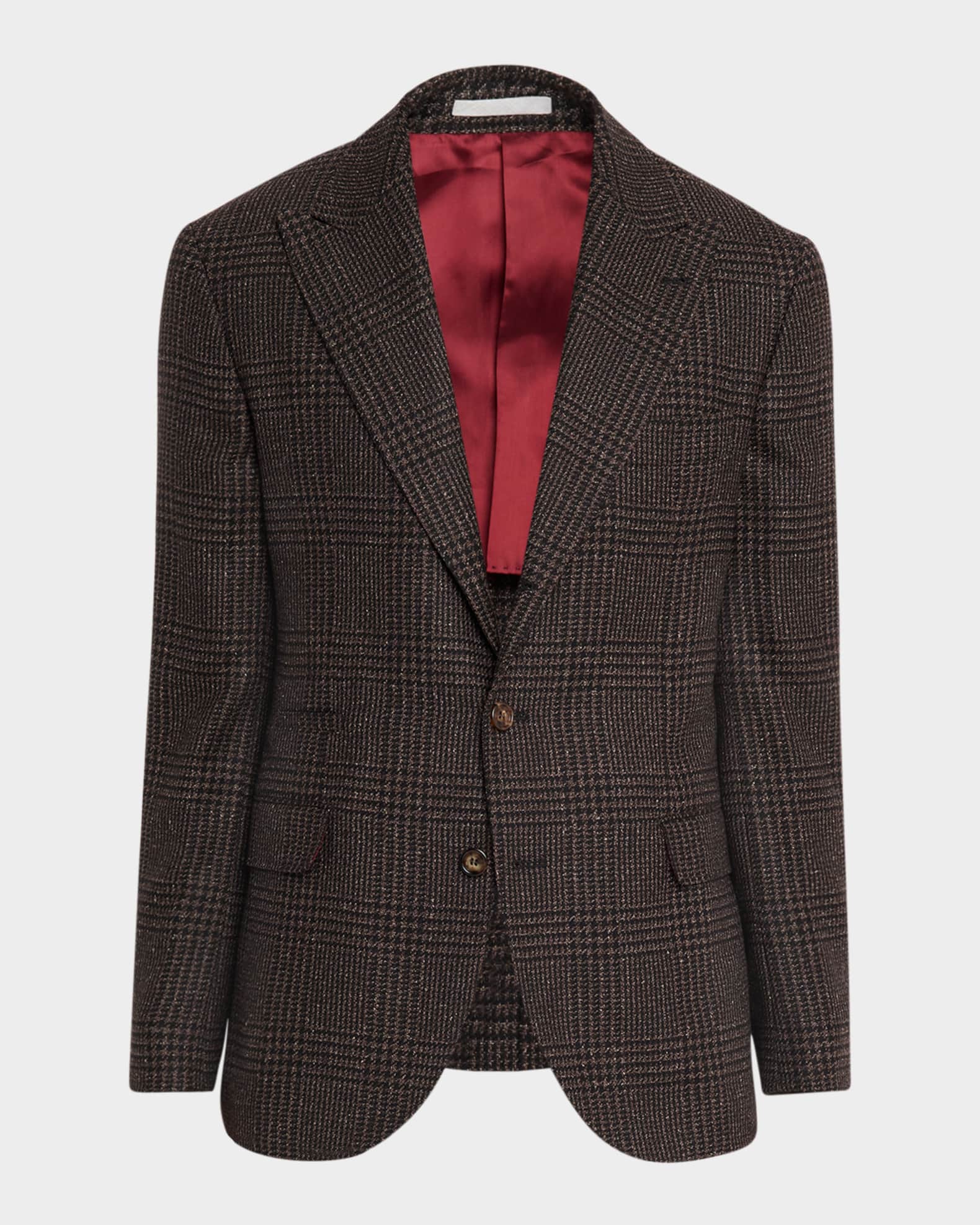 Men's Plaid Wool and Silk Single-Breasted Sport Coat 0