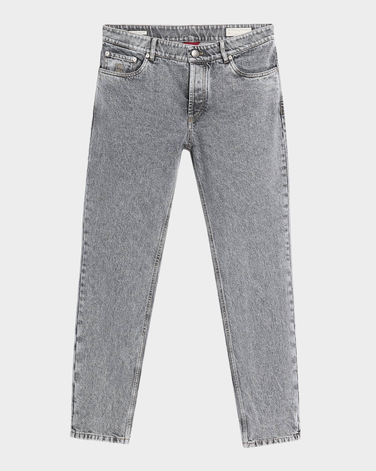 Men's Straight-Leg Grey Denim Jeans 0