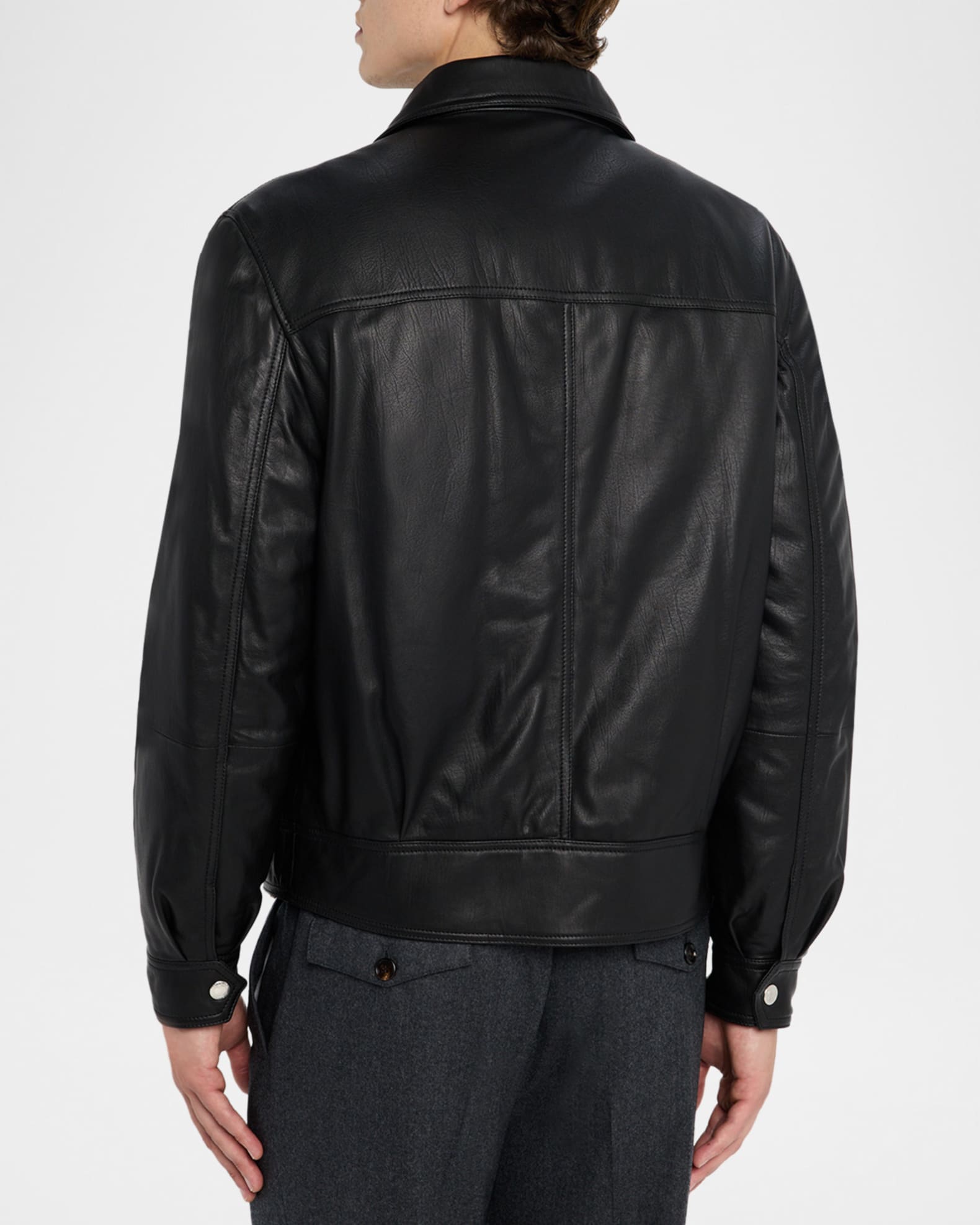 BRUNELLO CUCINELLI ブルゾン Wool flannel bomber jacket for Man in Black | Brunello Cucinelli