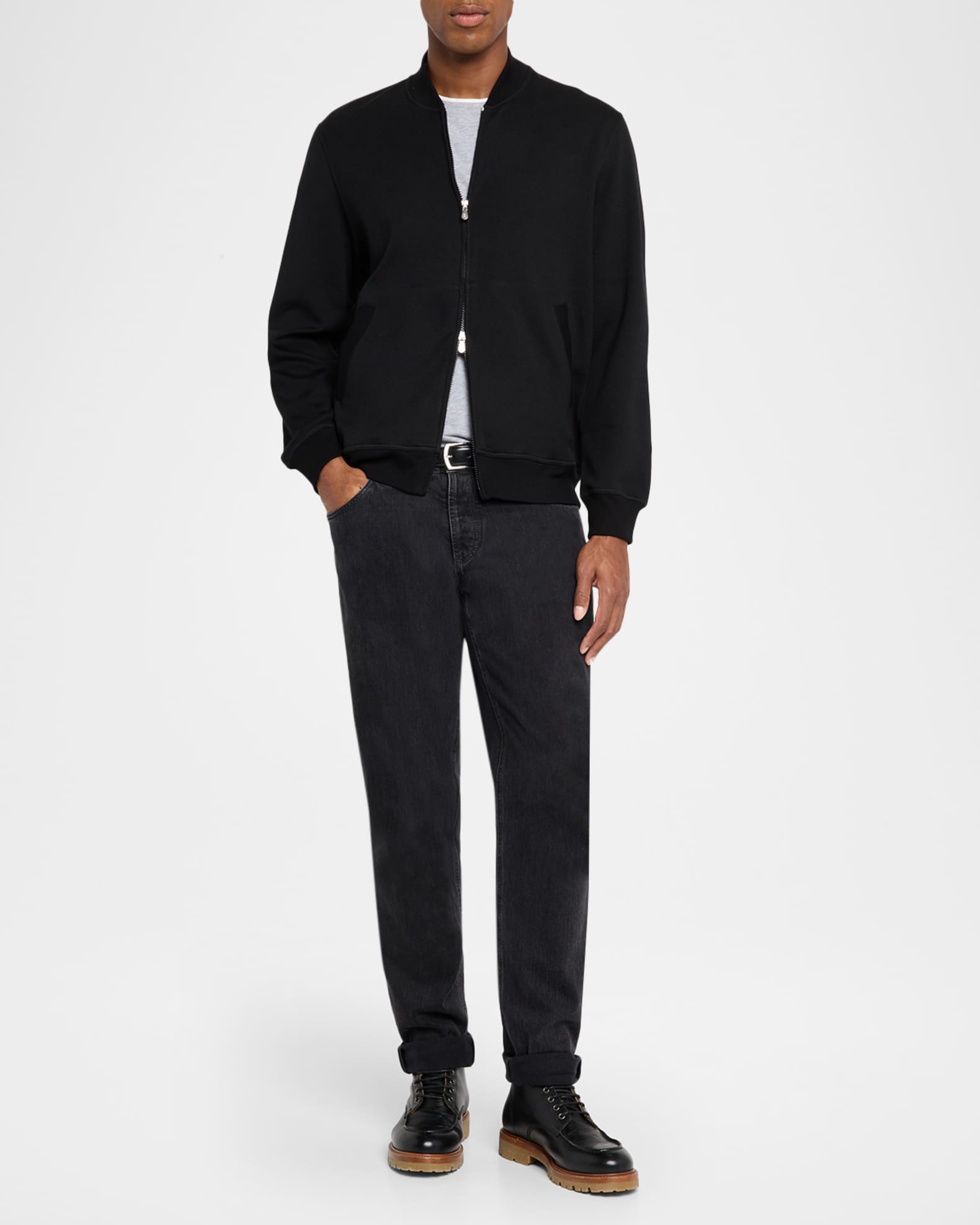 Brunello Cucinelli Men's Travel Full-Zip Bomber Jacket | Neiman Marcus