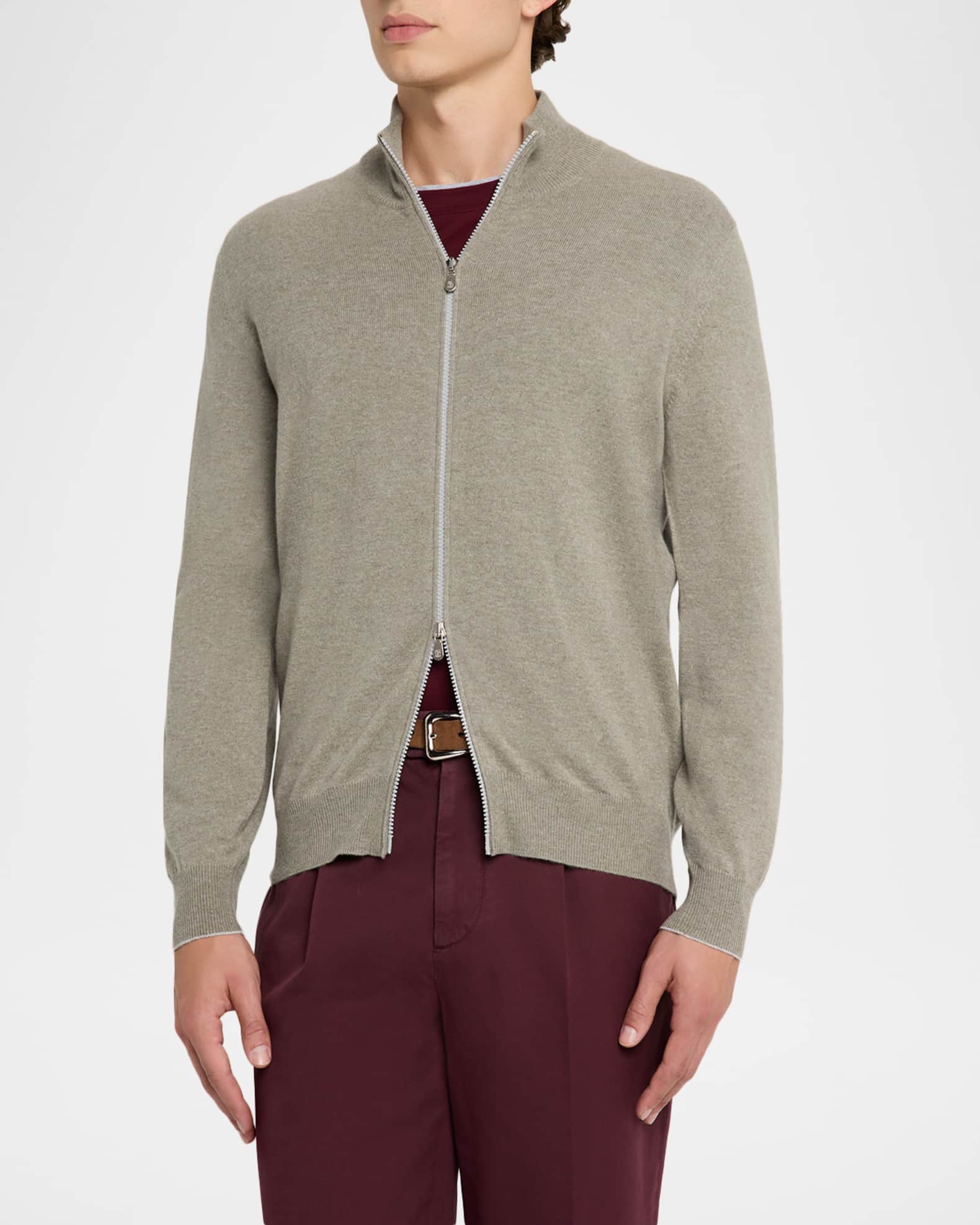 Brunello Cucinelli Men's Cashmere Knit Full-Zip Sweater | Neiman