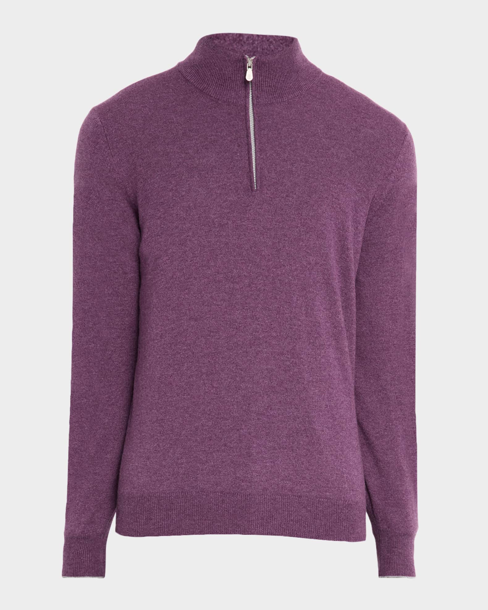 Brunello Cucinelli Men's Cashmere Quarter-Zip Sweater | Neiman Marcus