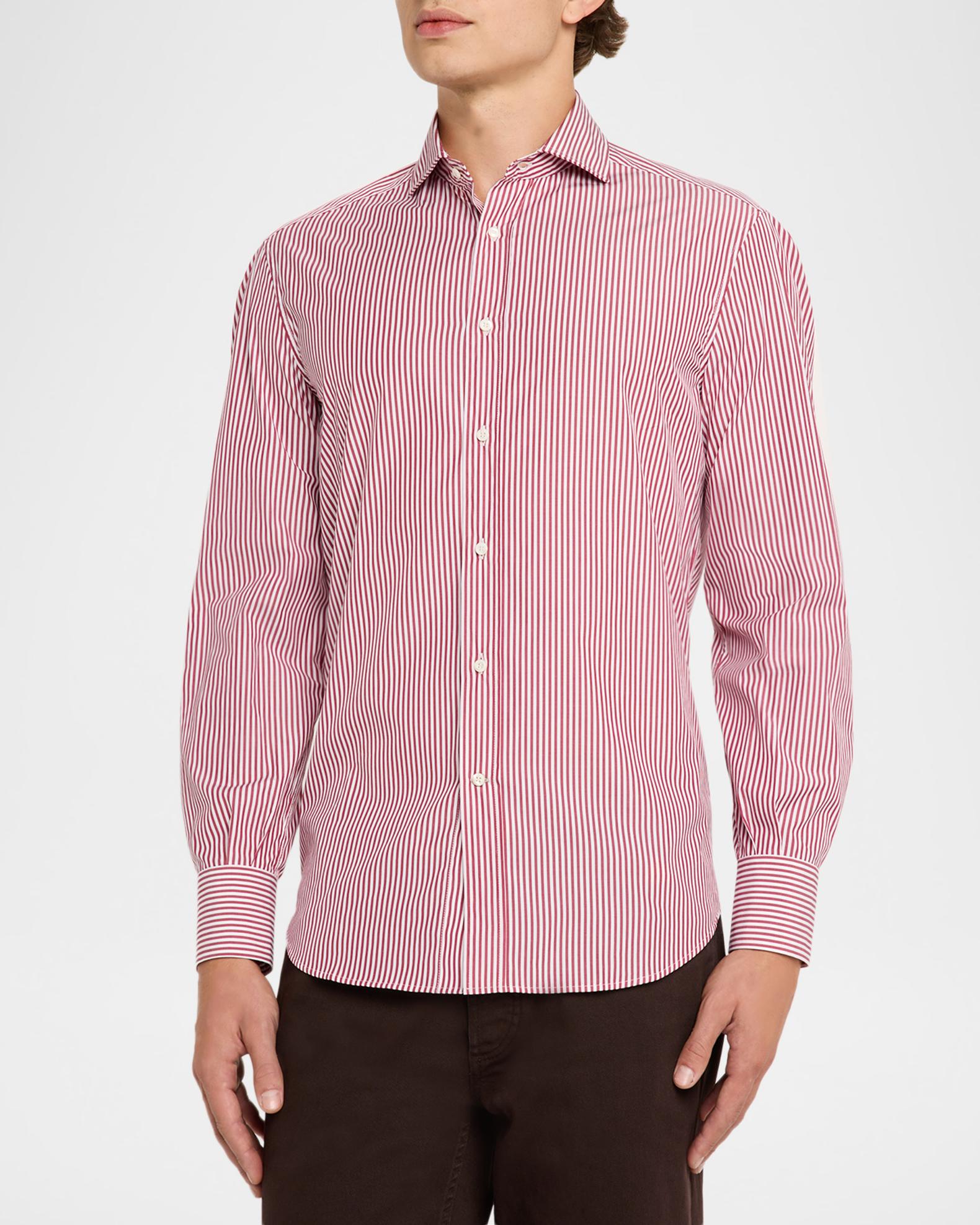 Brunello Cucinelli Men's Narrow Striped Long-Sleeve Shirt | Neiman