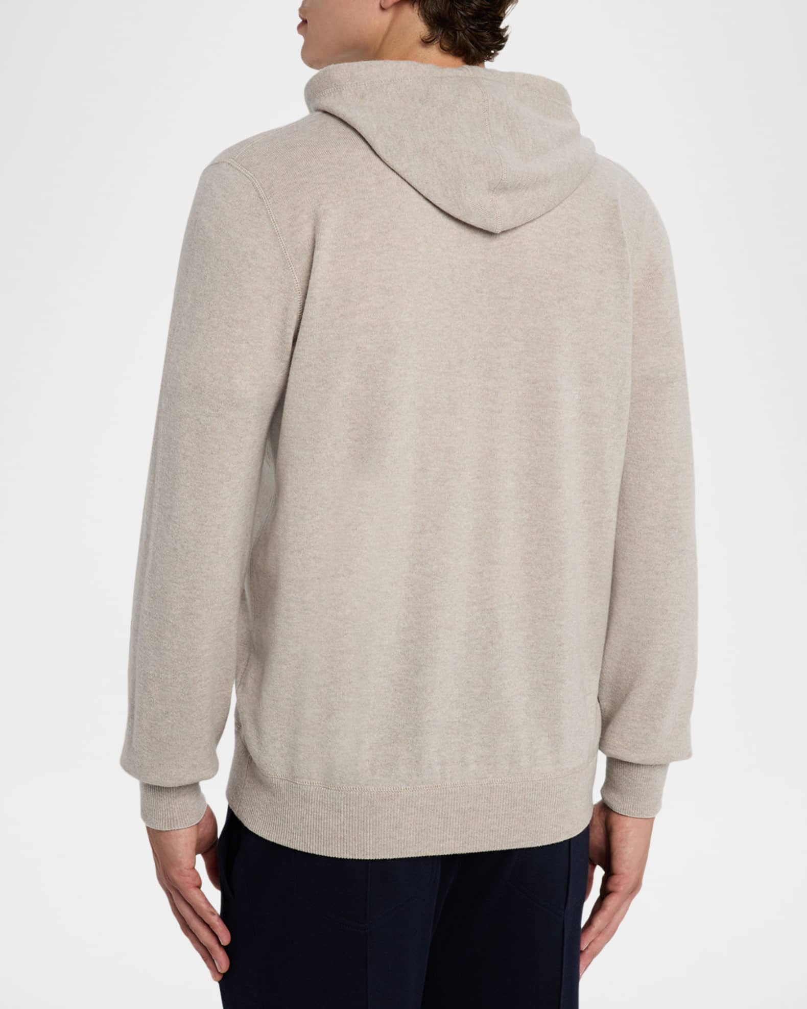 BRUNELLO CUCINELLI カシミヤ フード付き トップス Brunello Cucinelli - Navy Melange Cashmere Front Zip Hoodie