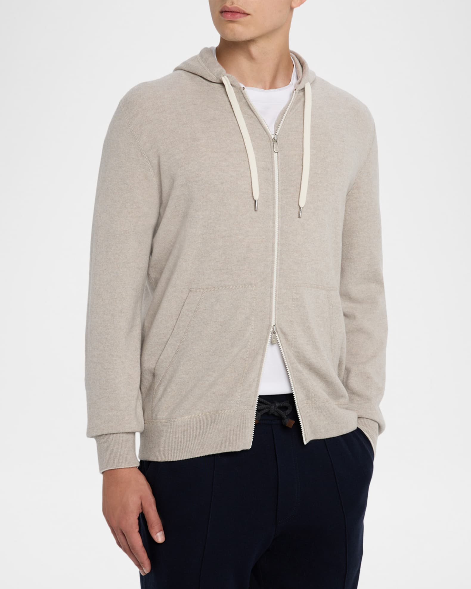 Brunello Cucinelli Men's Cashmere Full-Zip Hoodie | Neiman Marcus