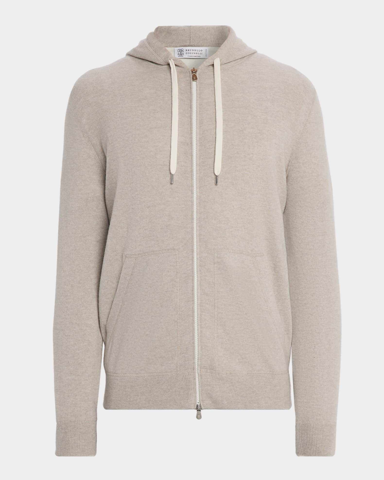 Brunello Cucinelli Men's Cashmere Full-Zip Hoodie | Neiman Marcus