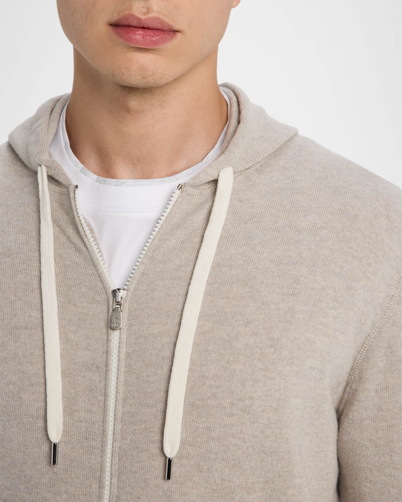 BRUNELLO CUCINELLI カシミヤ フード付き トップス Brunello Cucinelli - Navy Melange Cashmere Front Zip Hoodie