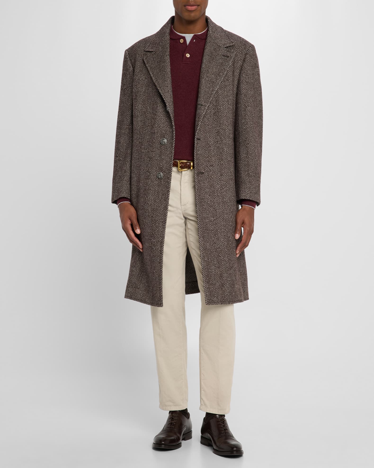 Men's Chevron Raglan-Sleeve Overcoat 1