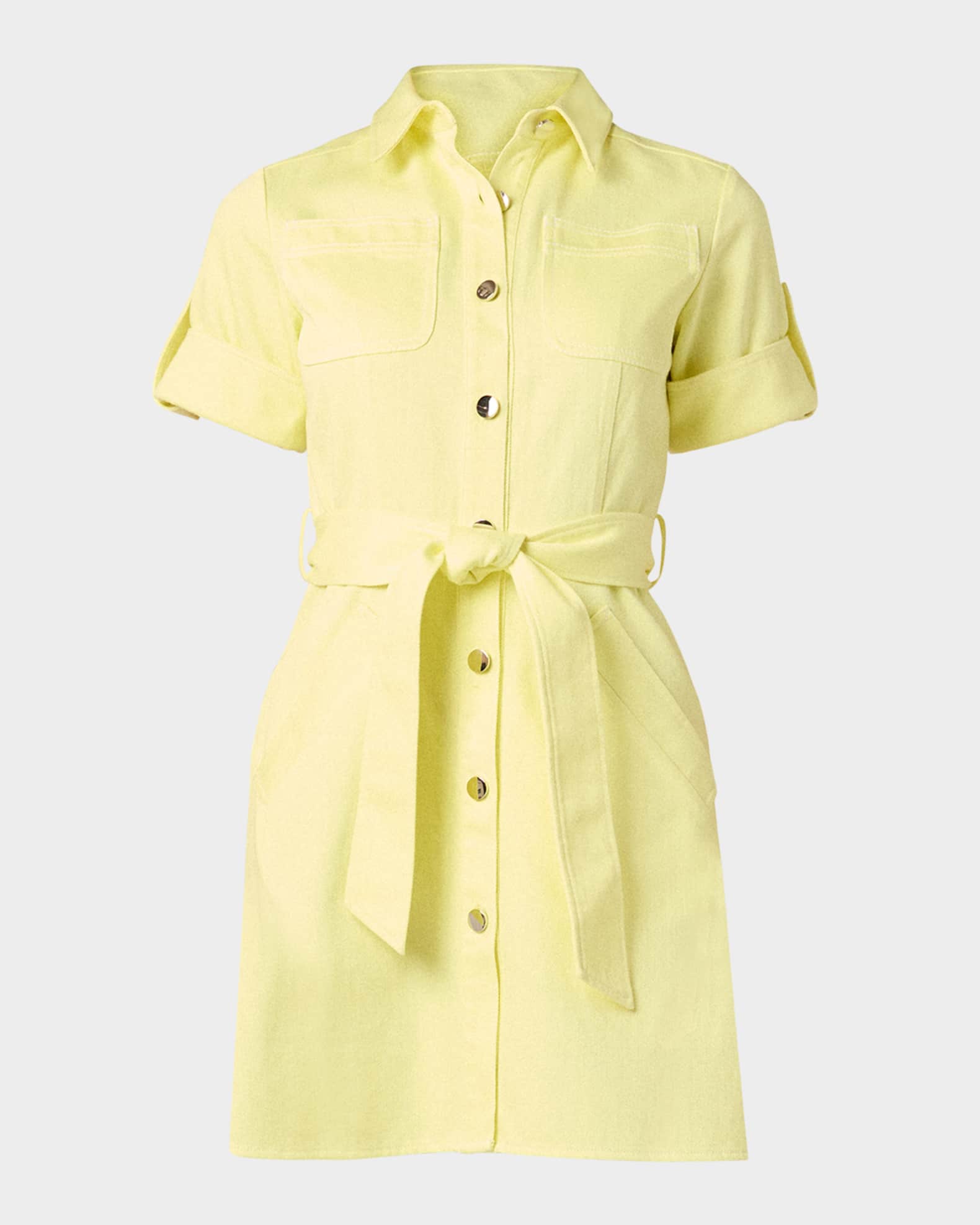 Corie Tie-Waist Cotton Mini Dress 0