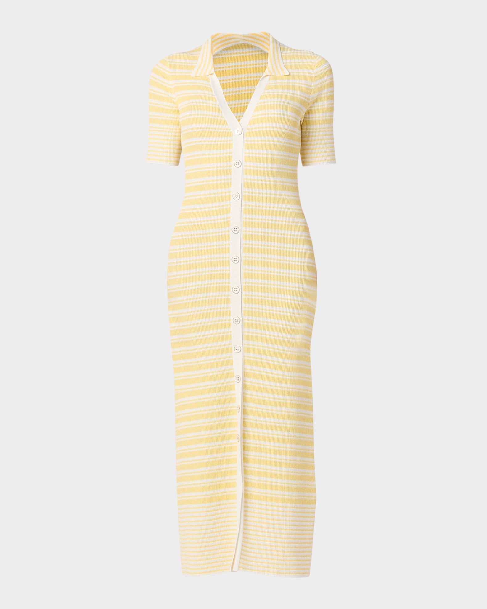 Sawyer Striped Rib-Knit Midi Dress 0