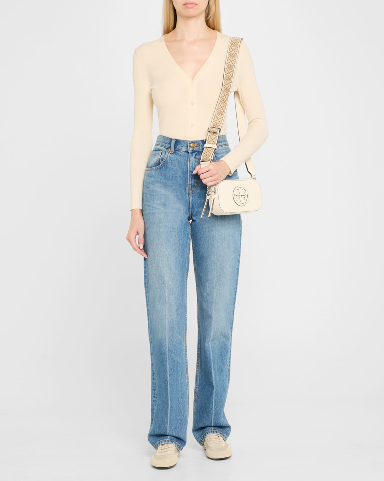 Tory Burch Miller Mini Zip Leather Crossbody Bag | Neiman Marcus