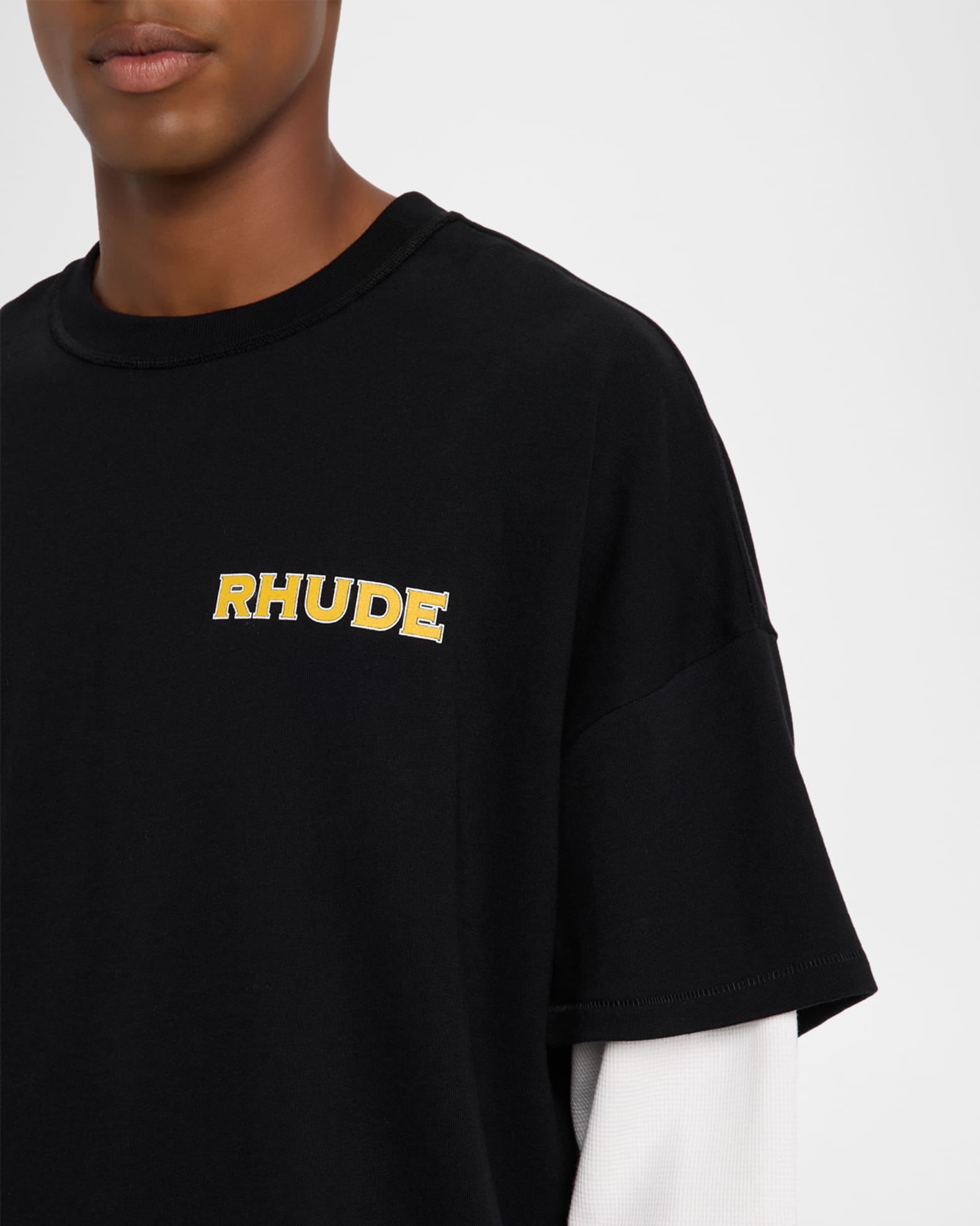 Rhude Men's Steel Double-Layer Long Sleeve T-Shirt | Neiman