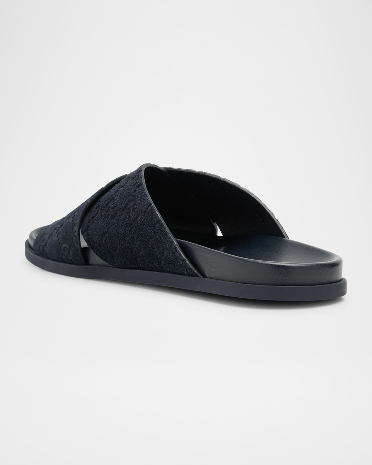 Gucci Men's Rhein GG Suede Crisscross Side Sandals | Neiman