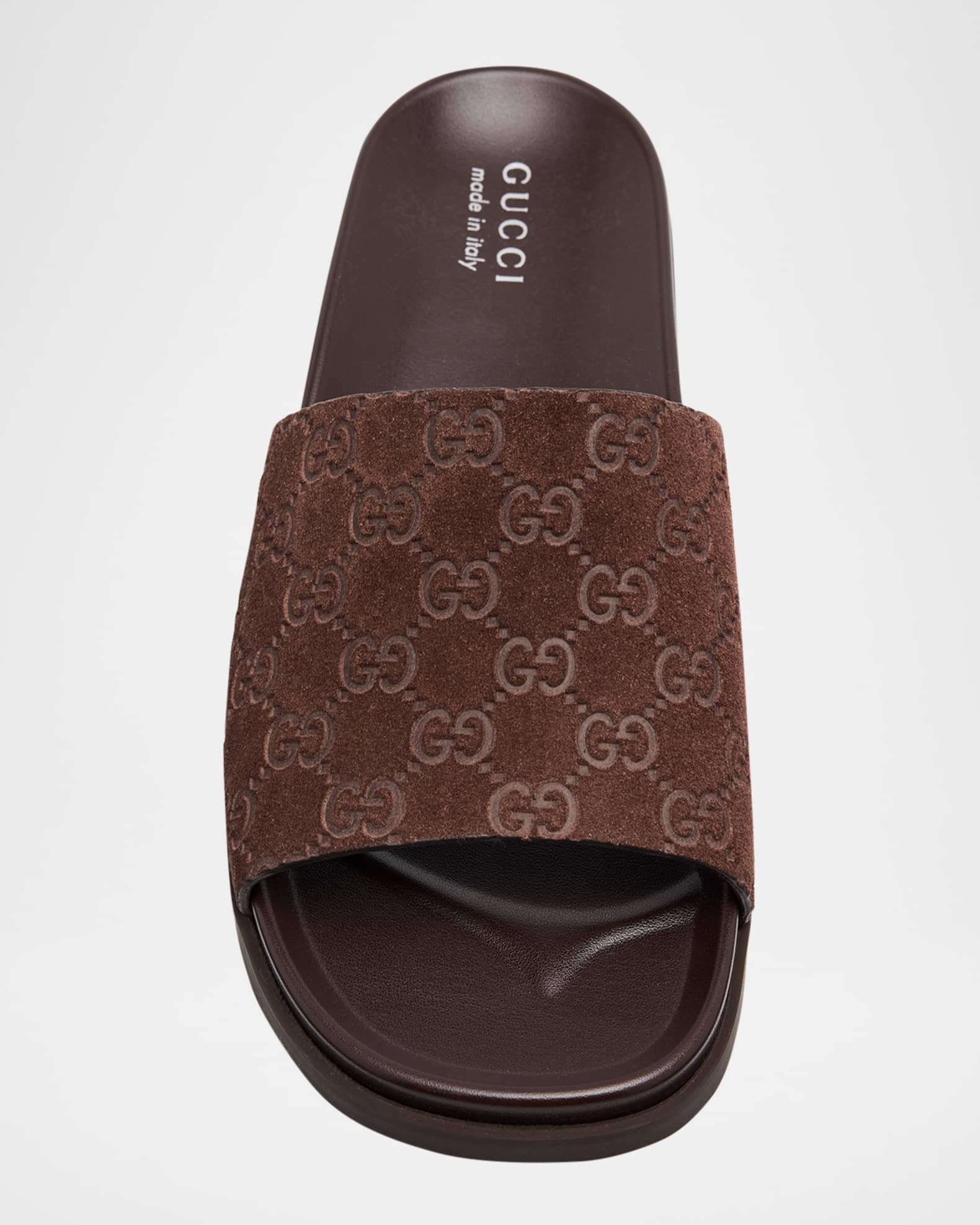 Gucci Men's Rhein GG Suede Side Sandals | Neiman Marcus