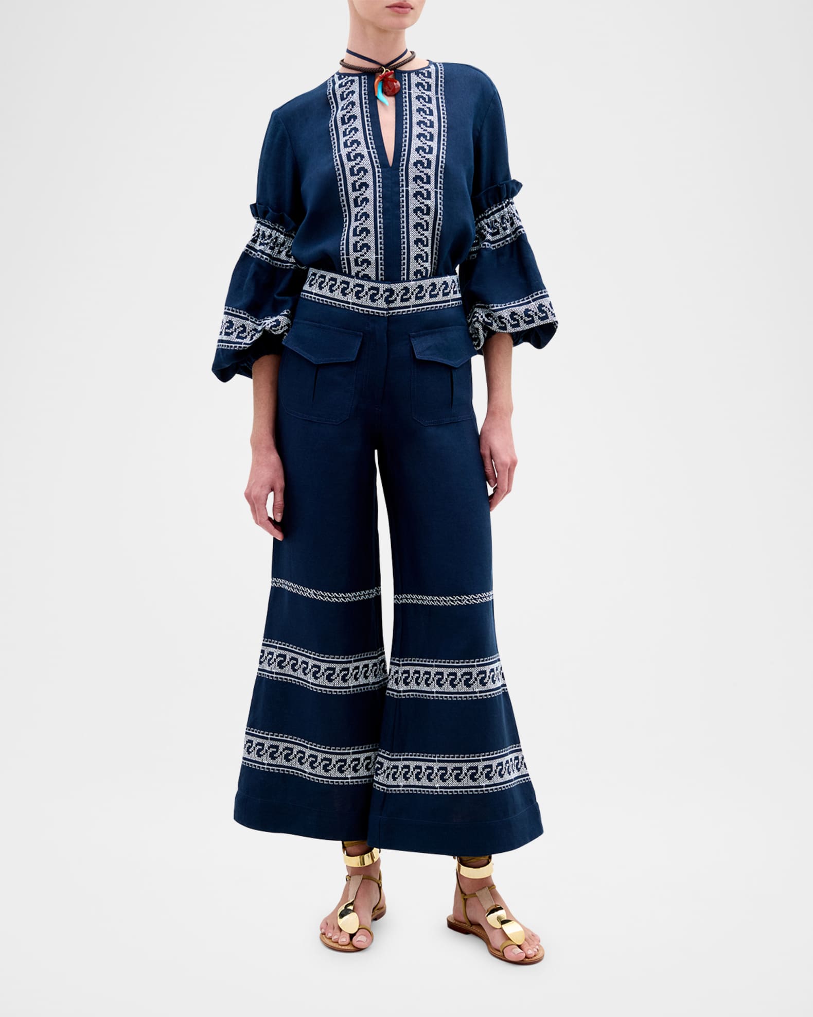 Lucaya Embroidered Balloon-Sleeve Blouse 1
