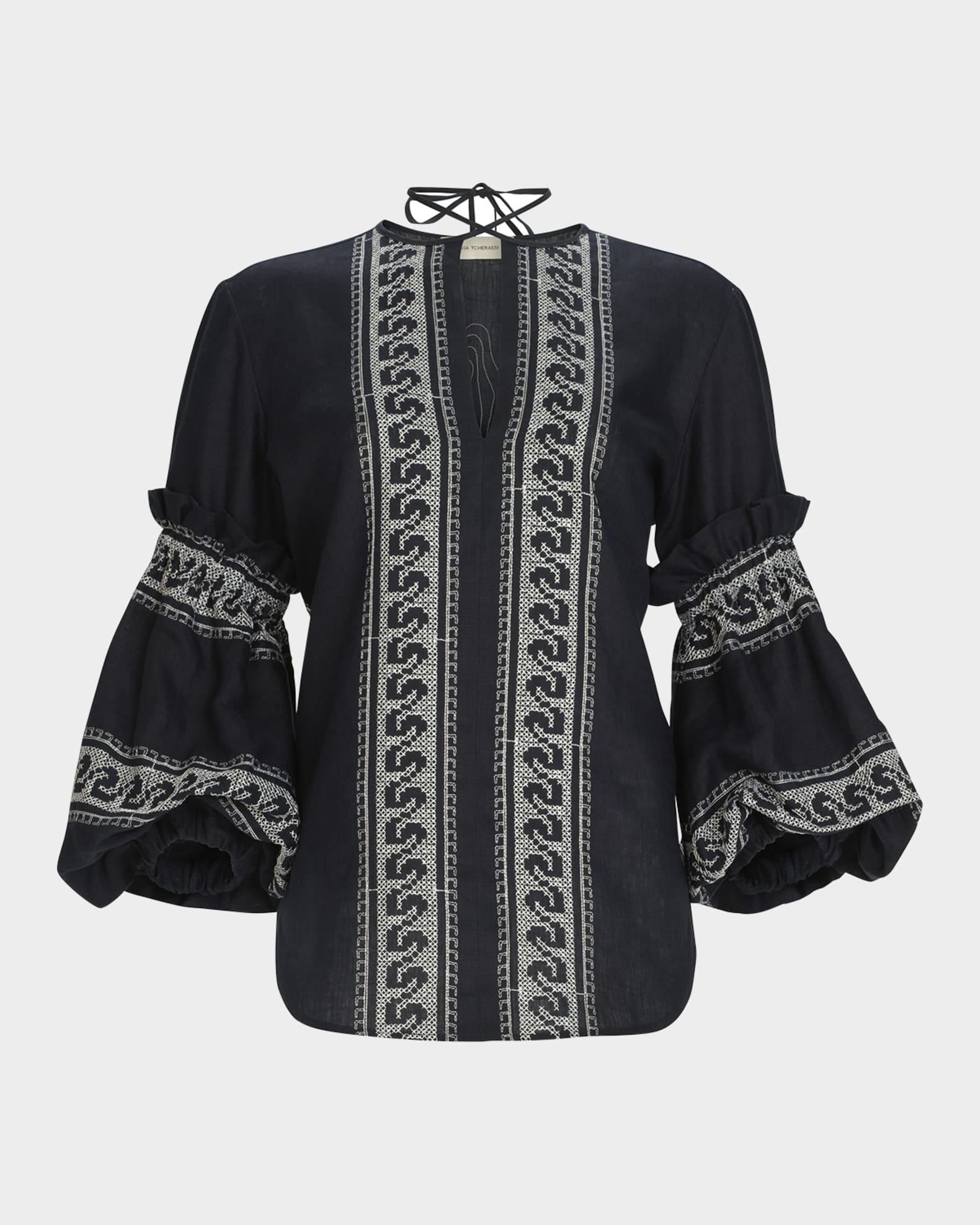 Lucaya Embroidered Balloon-Sleeve Blouse 0