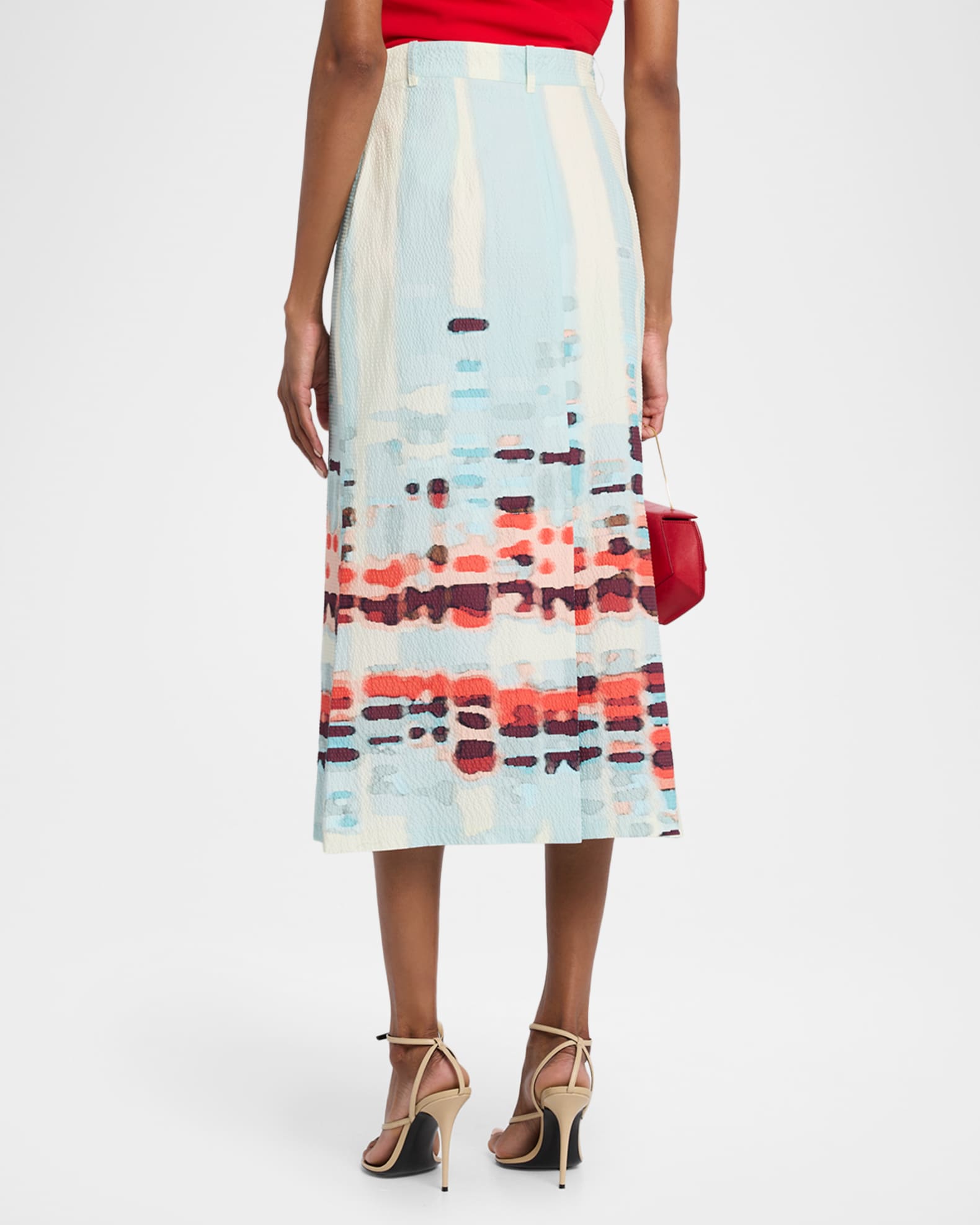 Silvia Tcherassi Layan Stretch Cotton Midi Skirt | Neiman Marcus