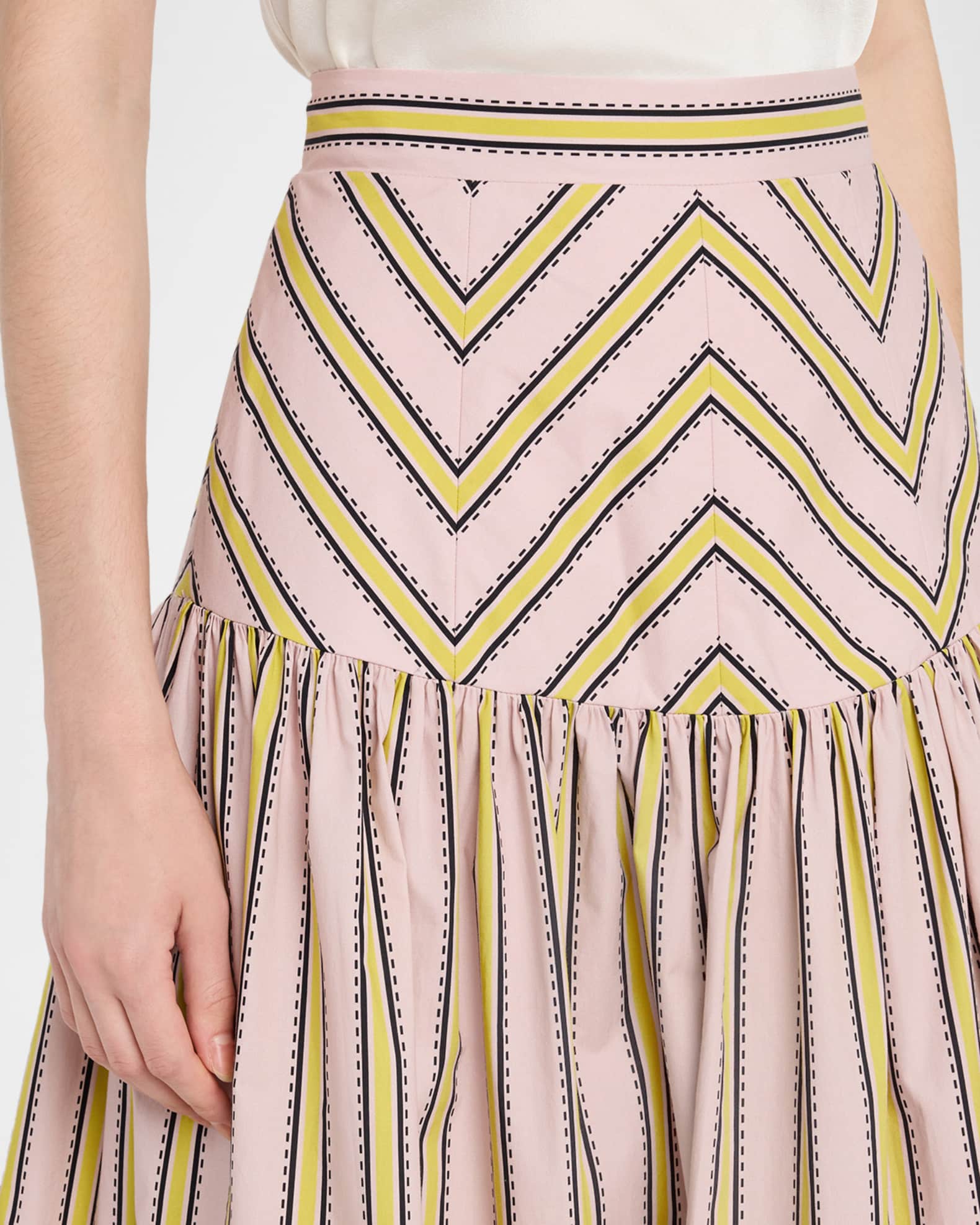 Silvia Tcherassi Kristina Striped Drop-Waist Midi Skirt | Neiman