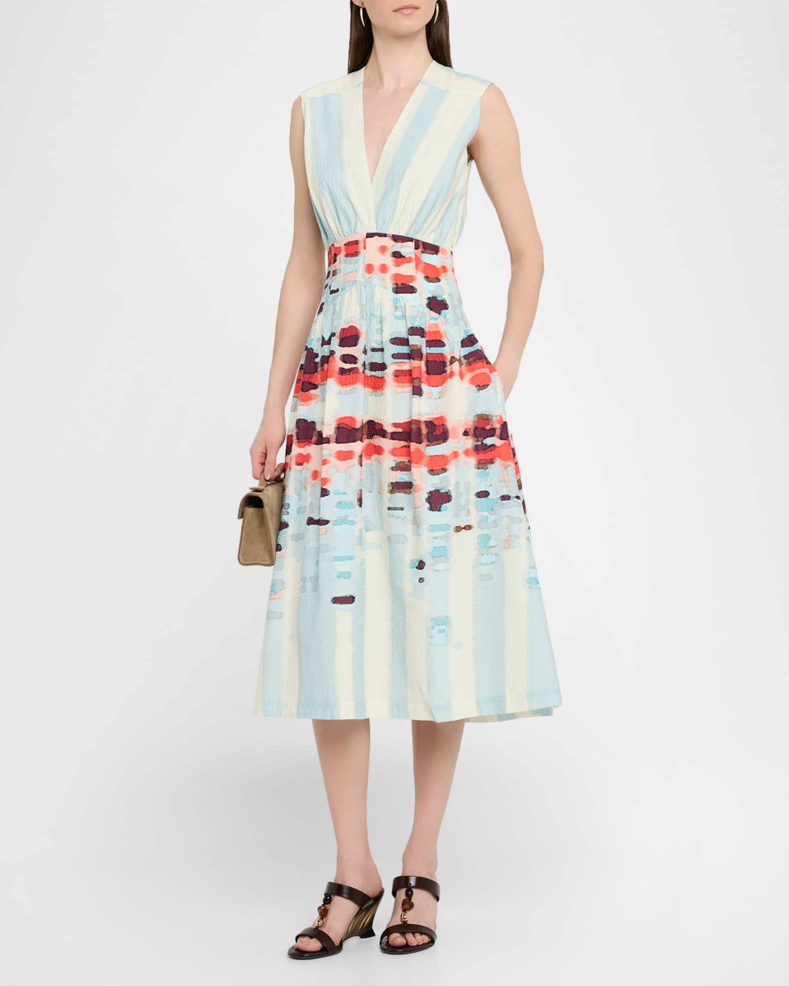 Jocelyn Sleeveless Cotton-Stretch A-Line Midi Dress 1